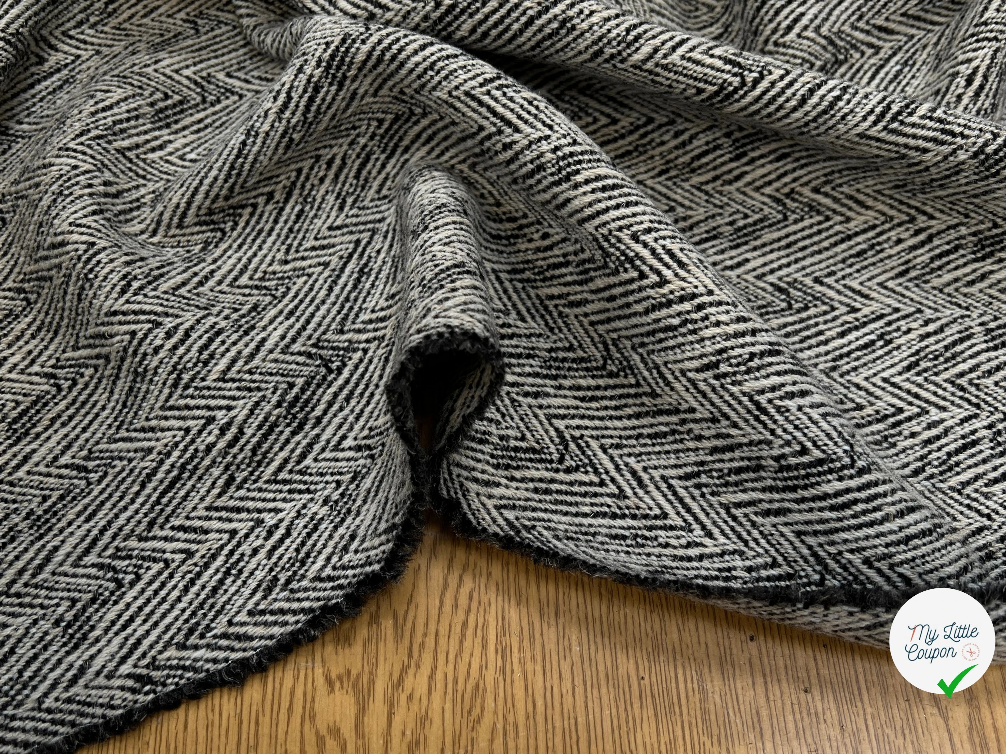 LAINAGE MANTEAU CHEVRON BEIGE NOIR - My Little Coupon