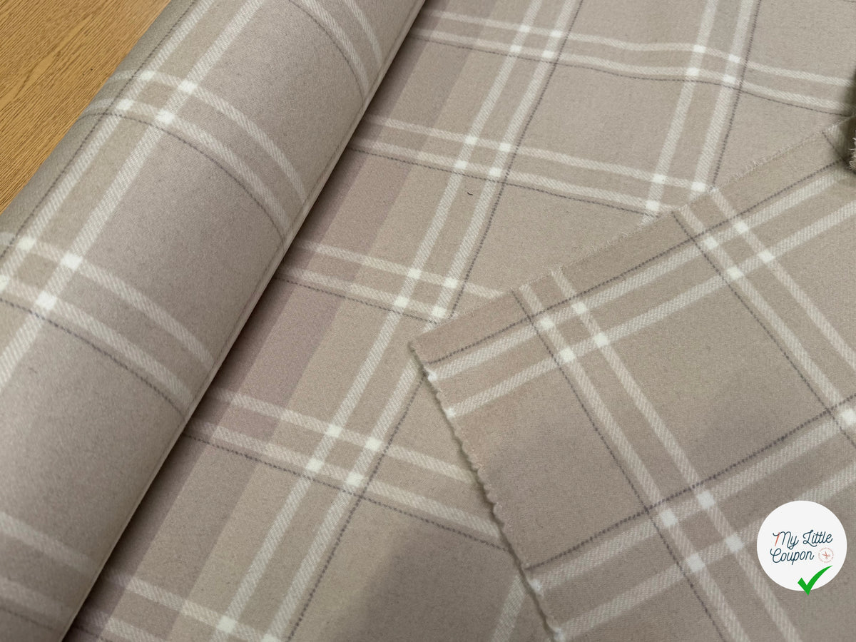 LAINAGE MANTEAU ECOSSAIS DOUX 10% CACHEMIRE 88% LAINE BEIGE - My Little Coupon