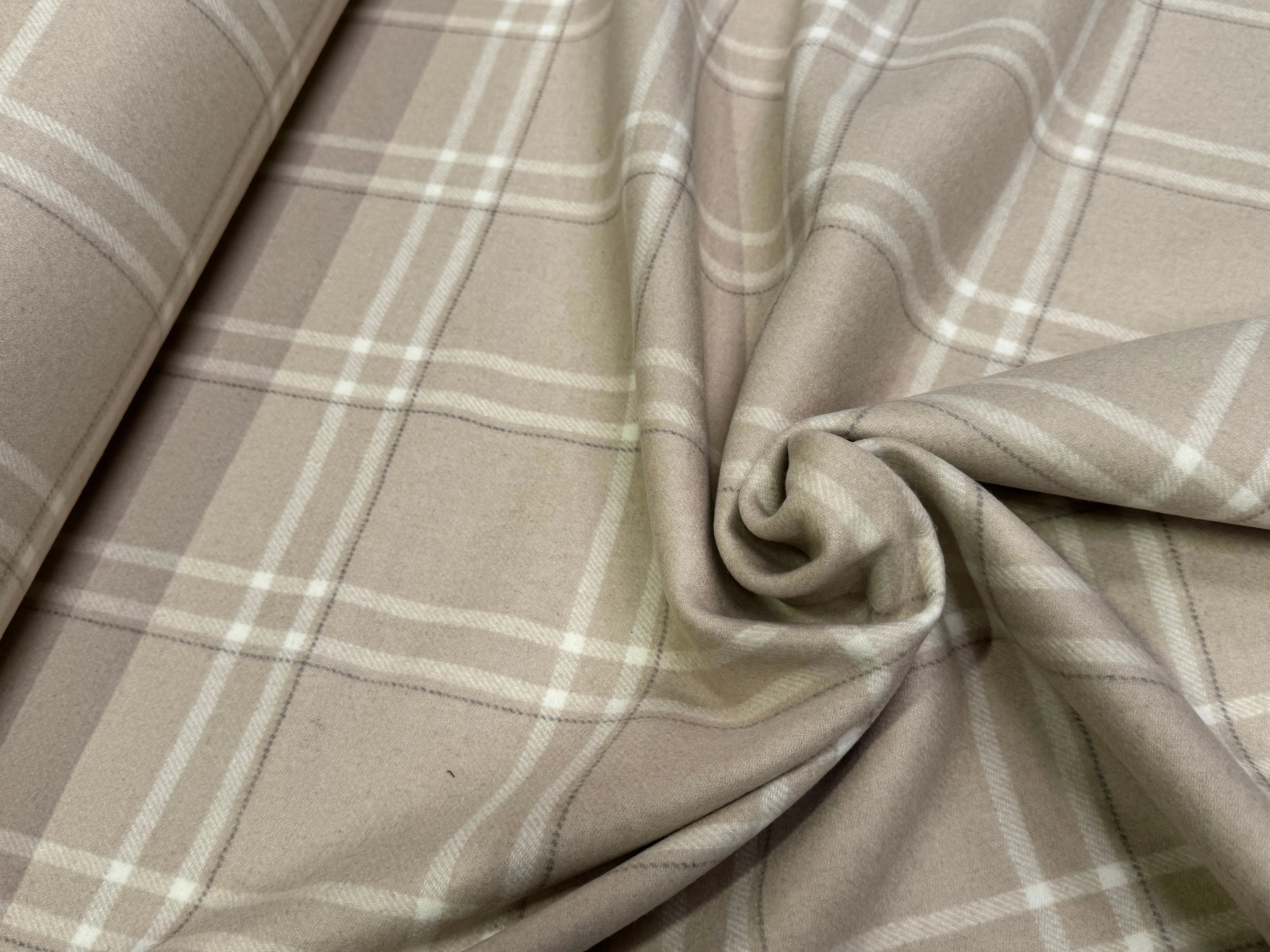 LAINAGE MANTEAU ECOSSAIS DOUX 10% CACHEMIRE 88% LAINE BEIGE - My Little Coupon
