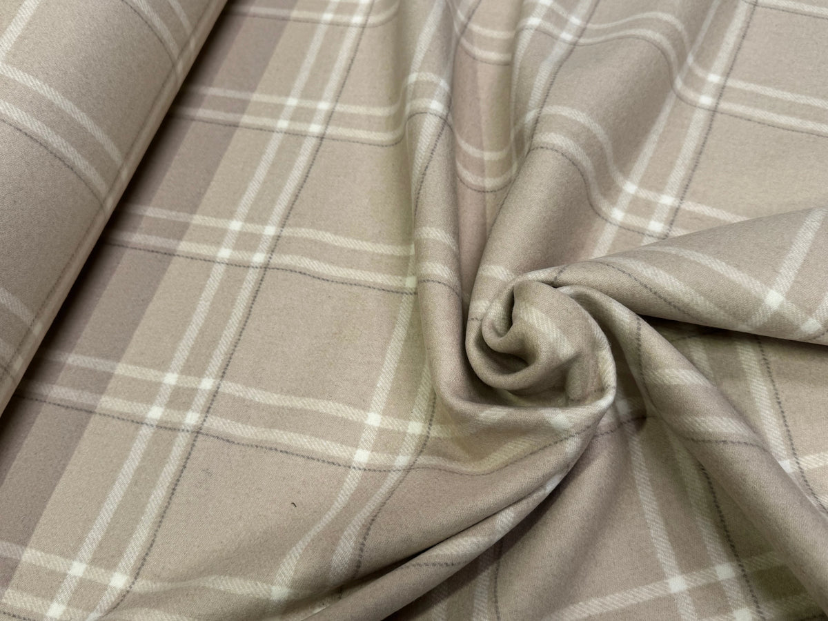 LAINAGE MANTEAU ECOSSAIS DOUX 10% CACHEMIRE 88% LAINE BEIGE - My Little Coupon