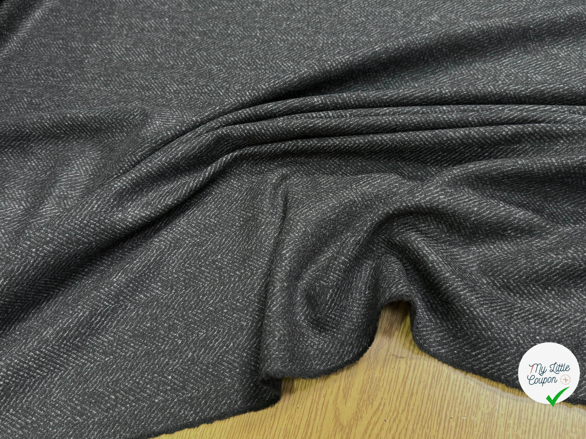 Tissu lainage manteau lourd chevron anthracite - aspect et couleur