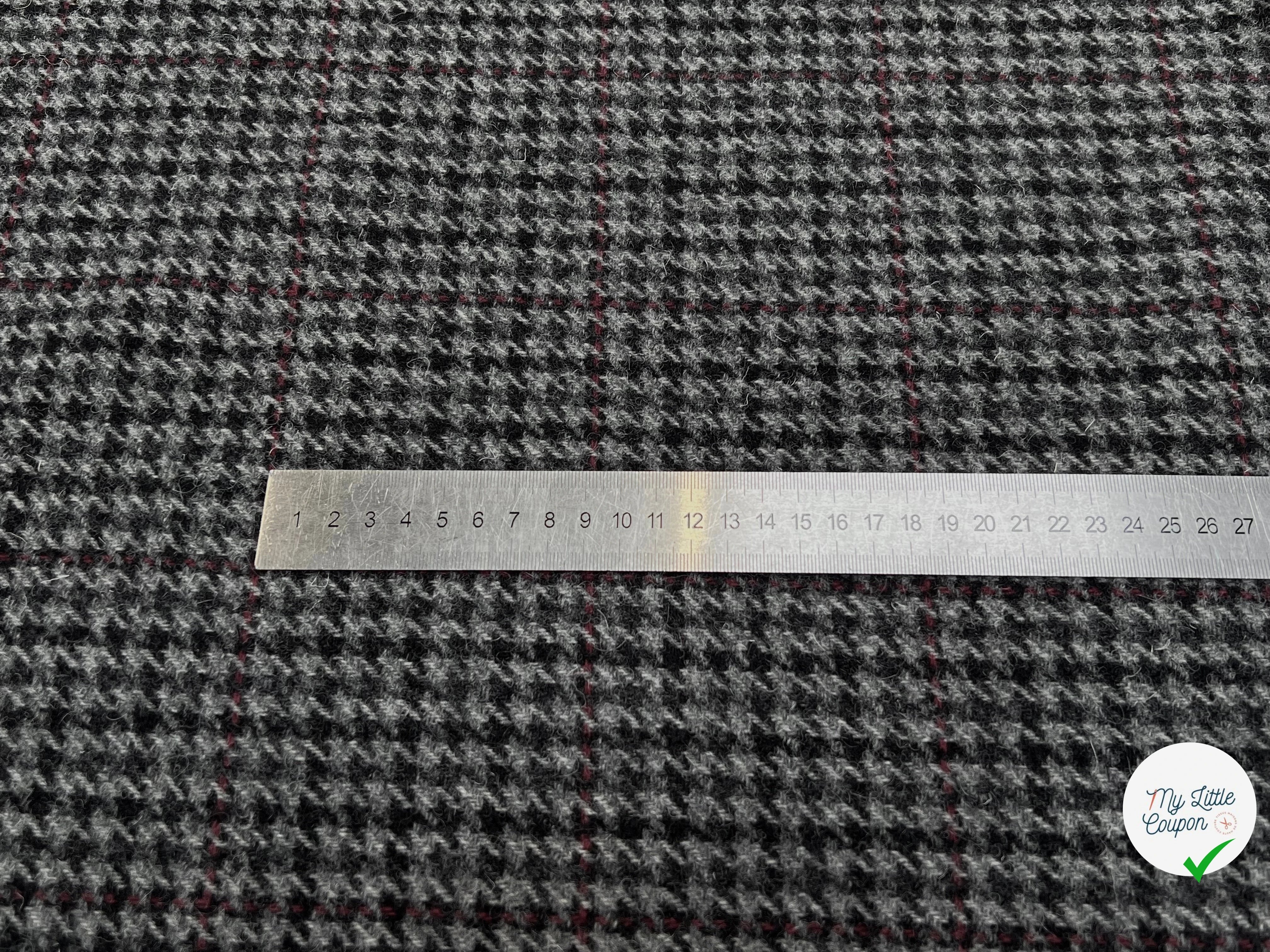 LAINAGE MANTEAU PIED DE COQ GRIS À CARREAUX 100% LAINE - My Little Coupon