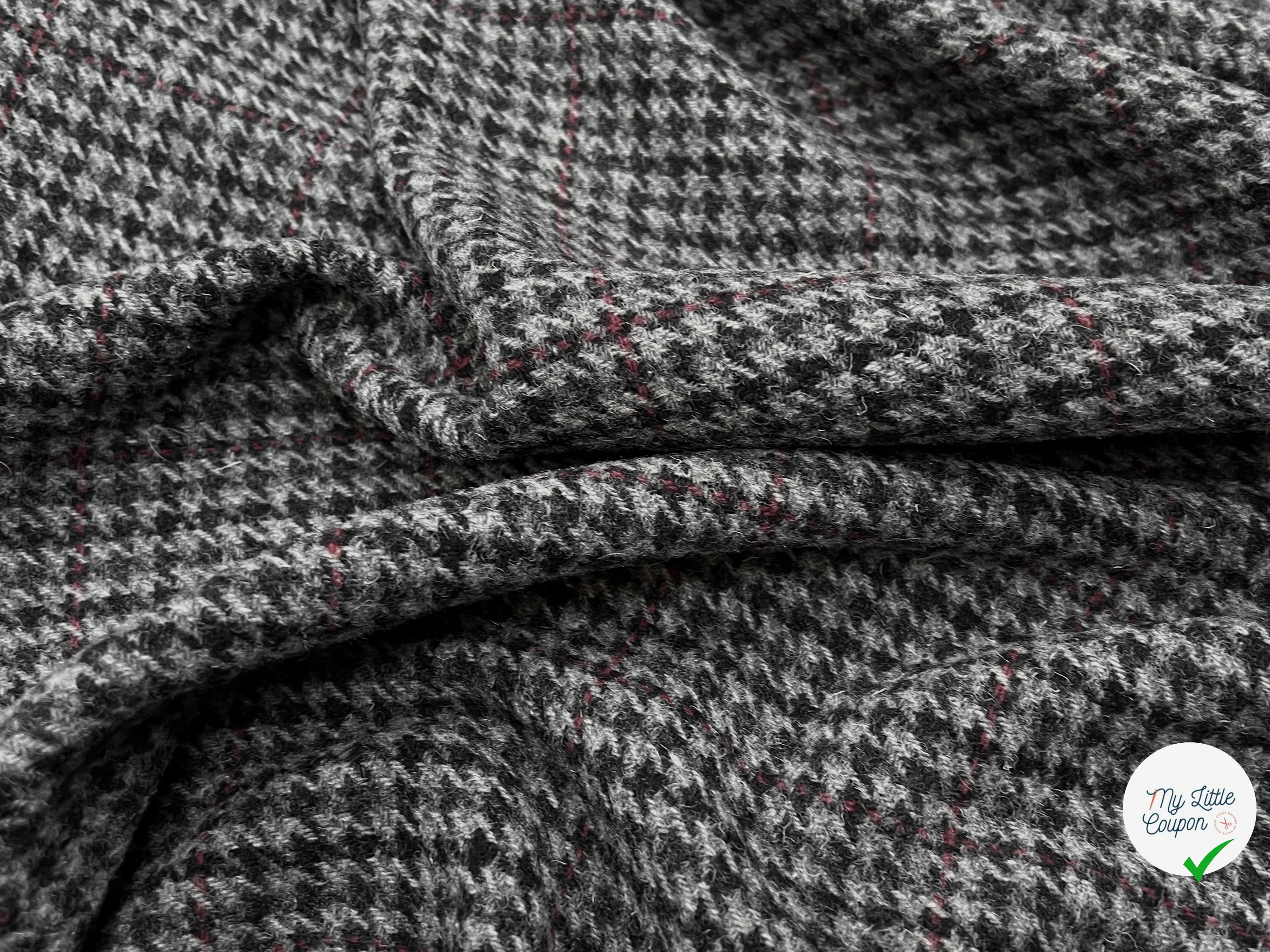 LAINAGE MANTEAU PIED DE COQ GRIS À CARREAUX 100% LAINE - My Little Coupon
