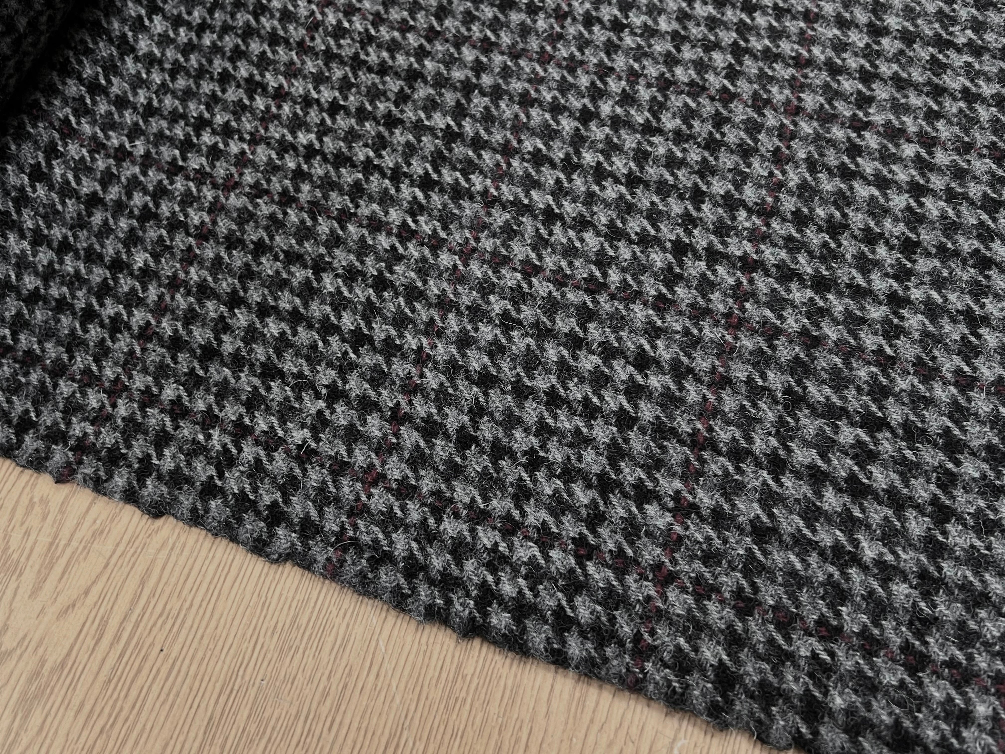 LAINAGE MANTEAU PIED DE COQ GRIS À CARREAUX 100% LAINE - My Little Coupon