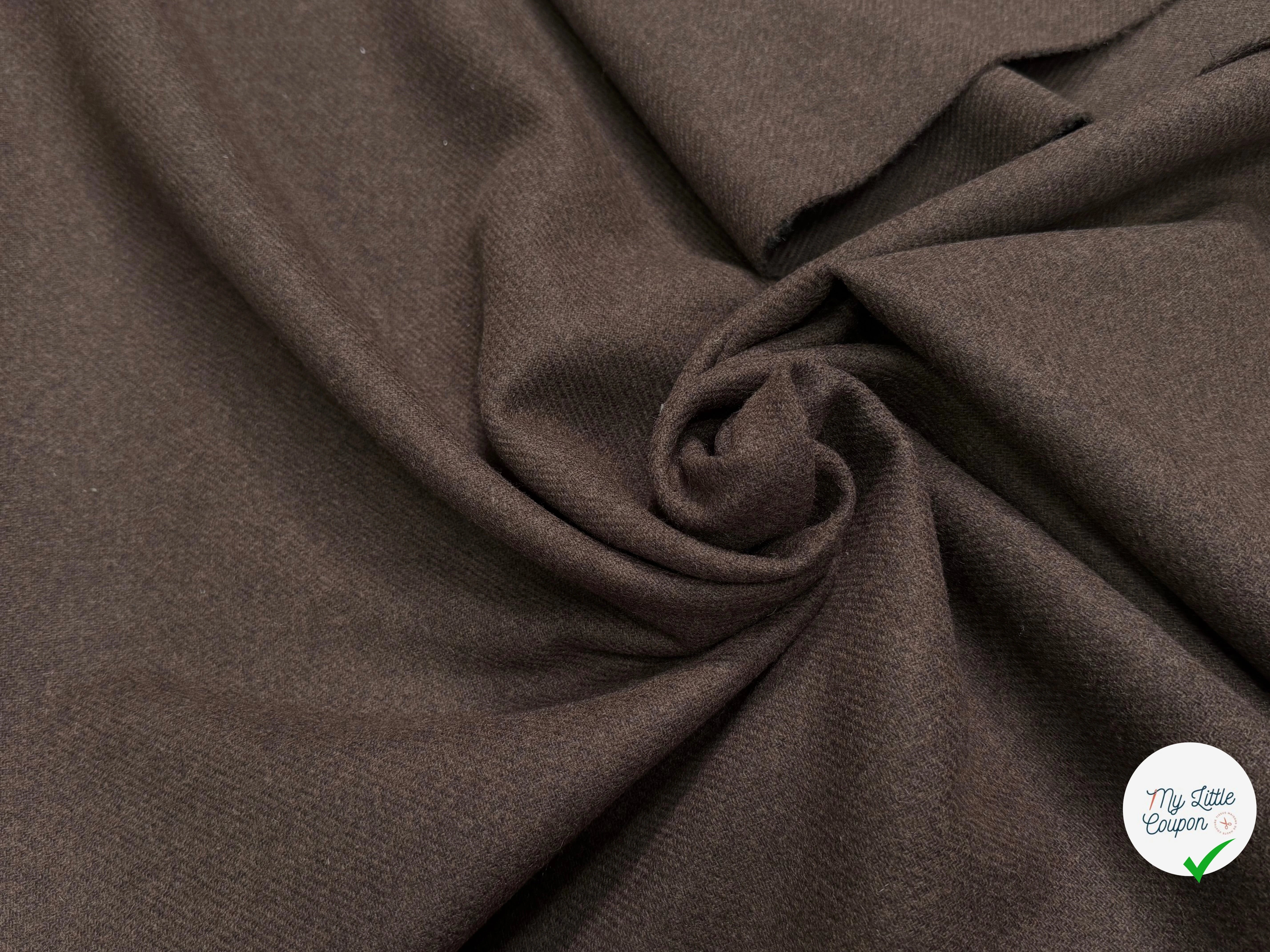 Tissu lainage manteau sergé marron