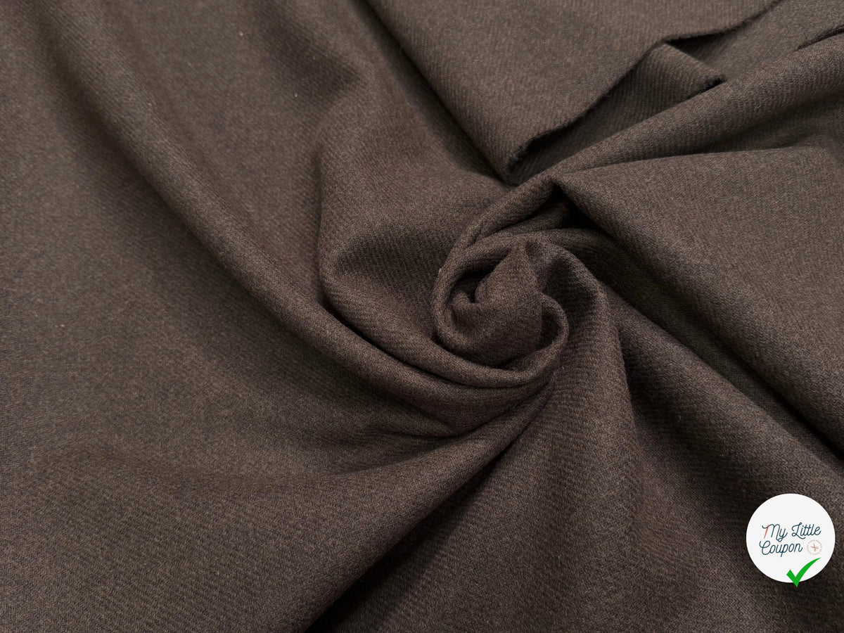 Tissu lainage manteau sergé marron