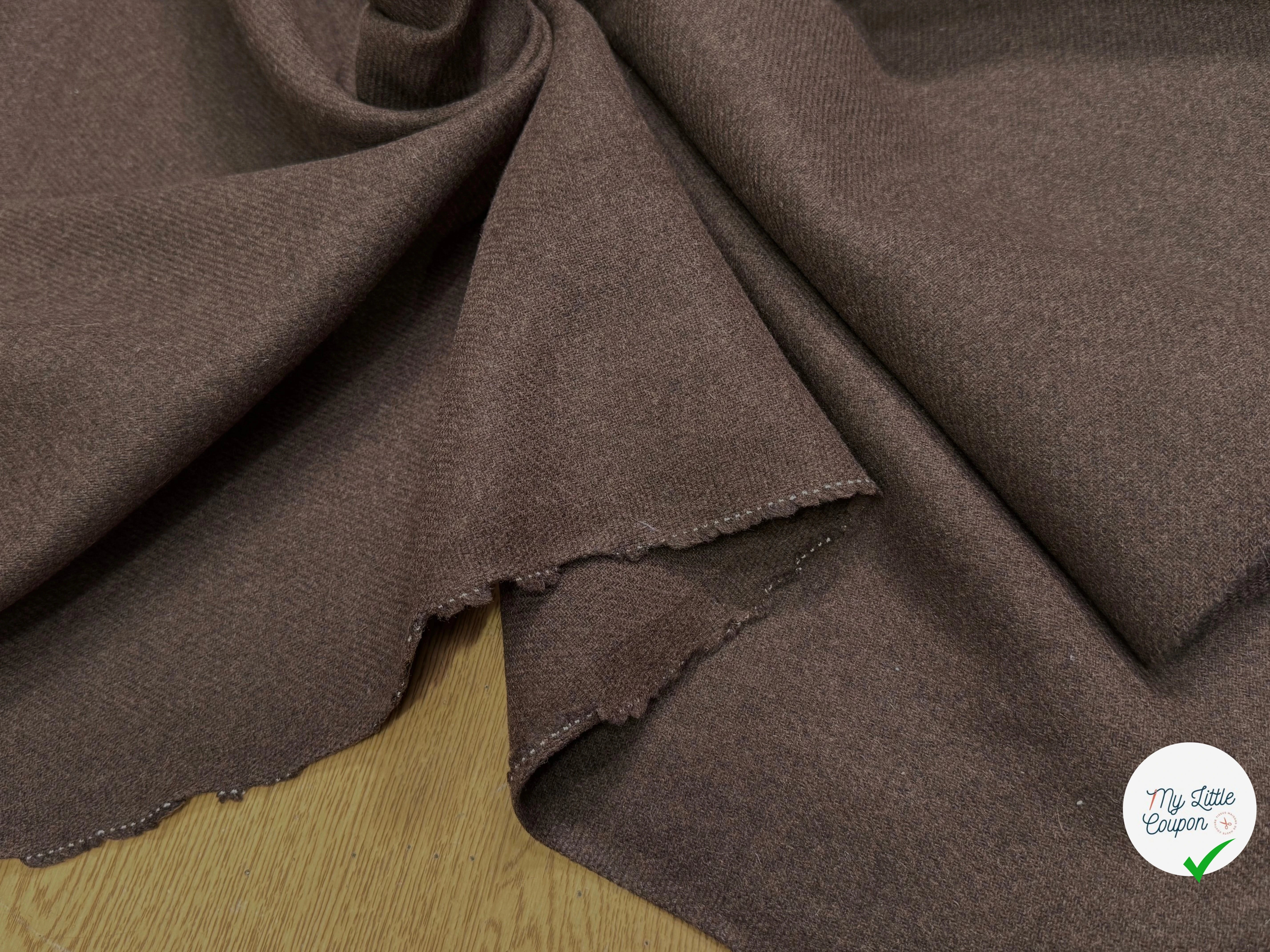 Tissu lainage manteau sergé marron - aspect et couleur
