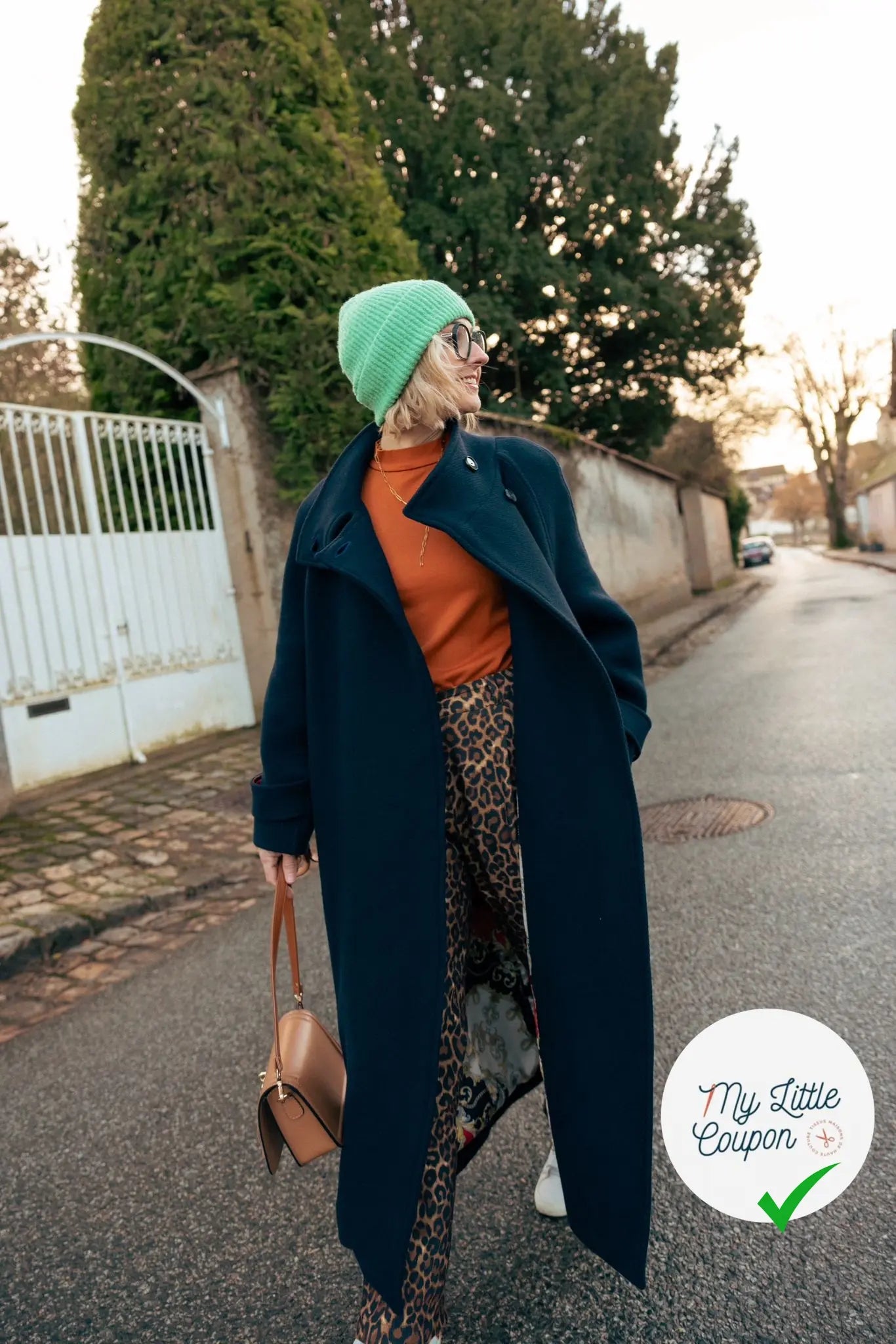LAINAGE MANTEAU STRIÉ 100% LAINE BLEU MARINE - My Little Coupon