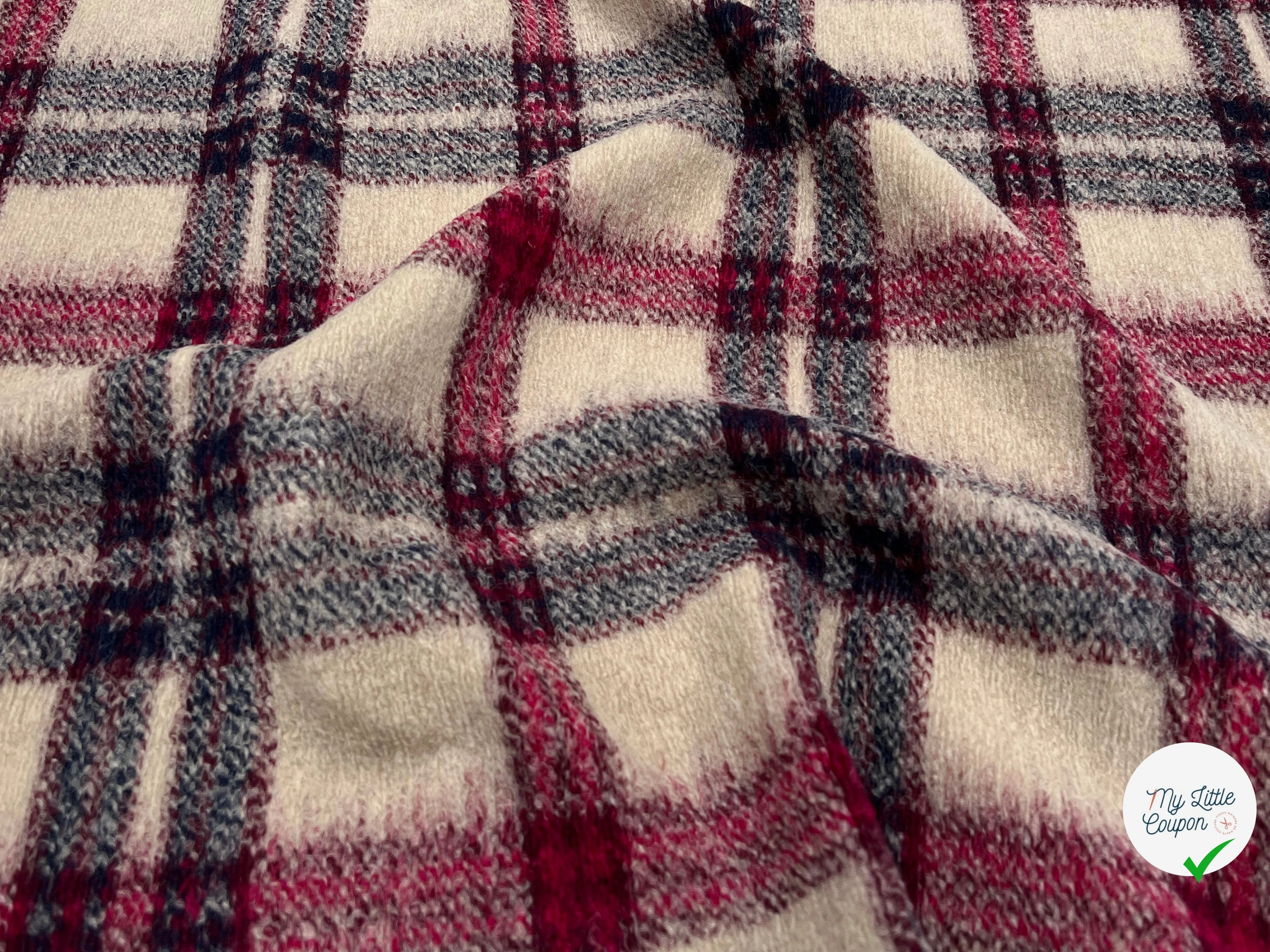 LAINAGE MANTEAU TRICOTÉ 63% LAINE PRINCE DE GALLES BEIGE & ROSE - My Little Coupon
