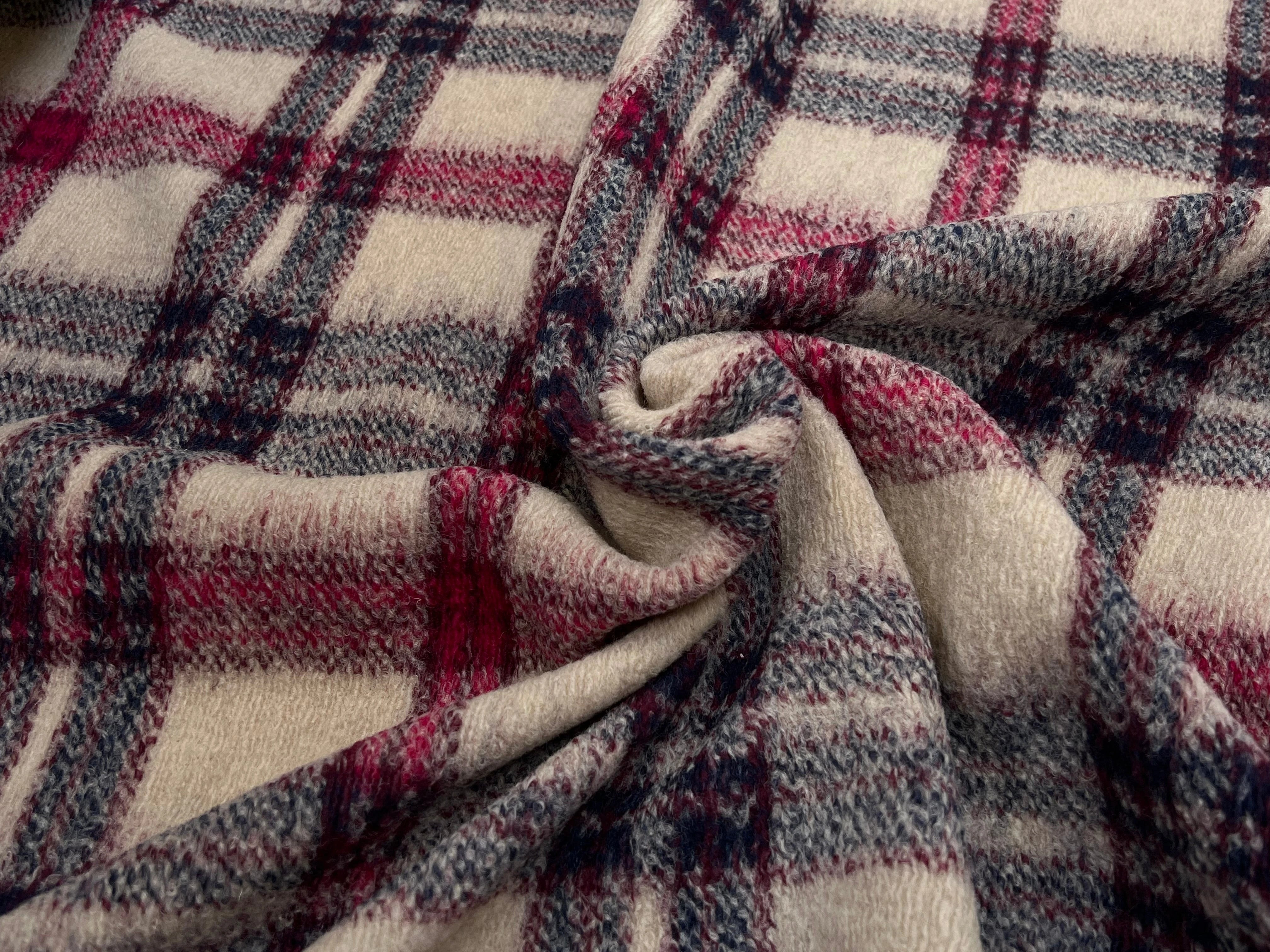 LAINAGE MANTEAU TRICOTÉ 63% LAINE PRINCE DE GALLES BEIGE & ROSE - My Little Coupon