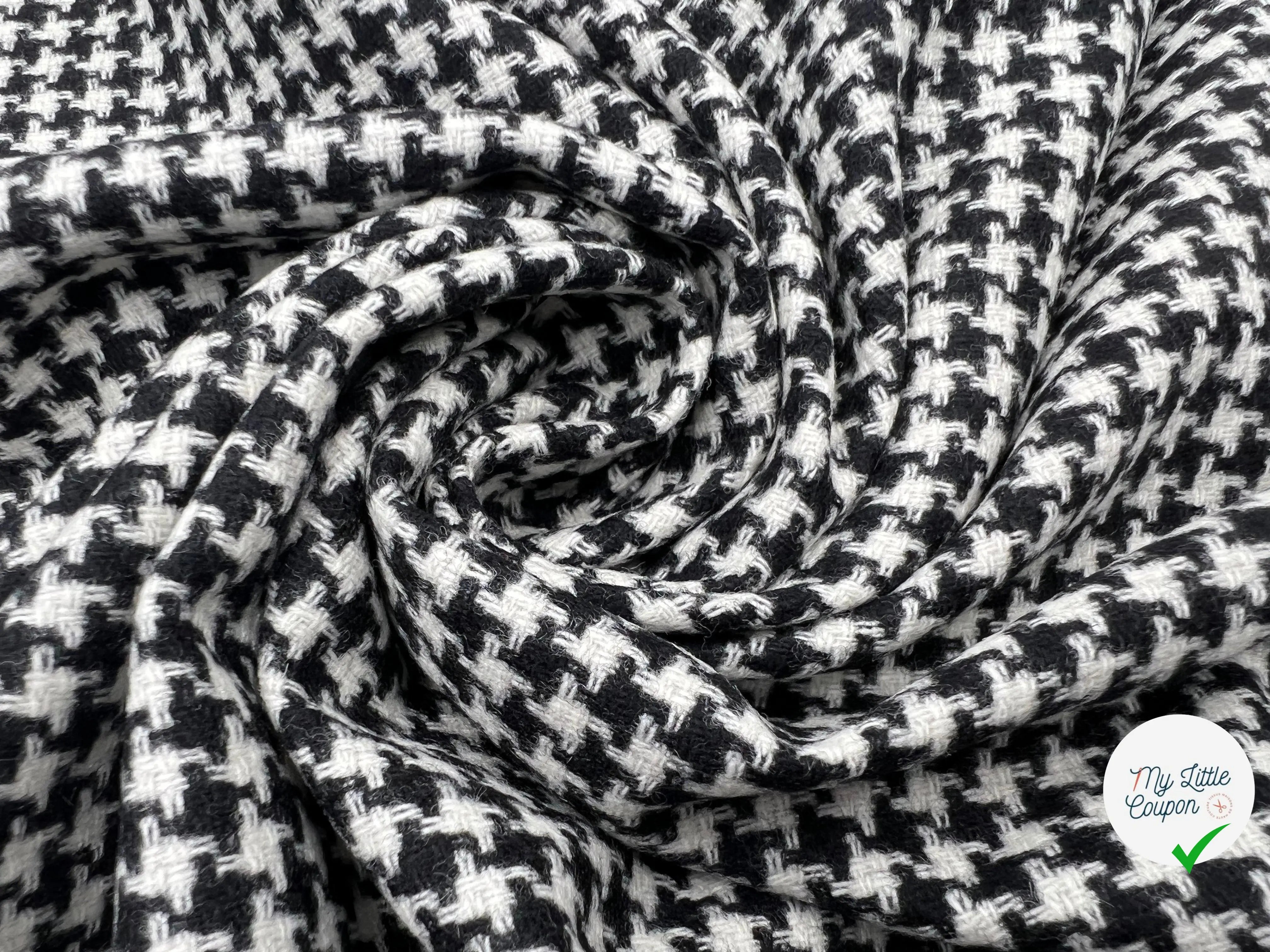 LAINAGE PIED DE COQ NOIR ET BLANC - My Little Coupon - tissu - coudre