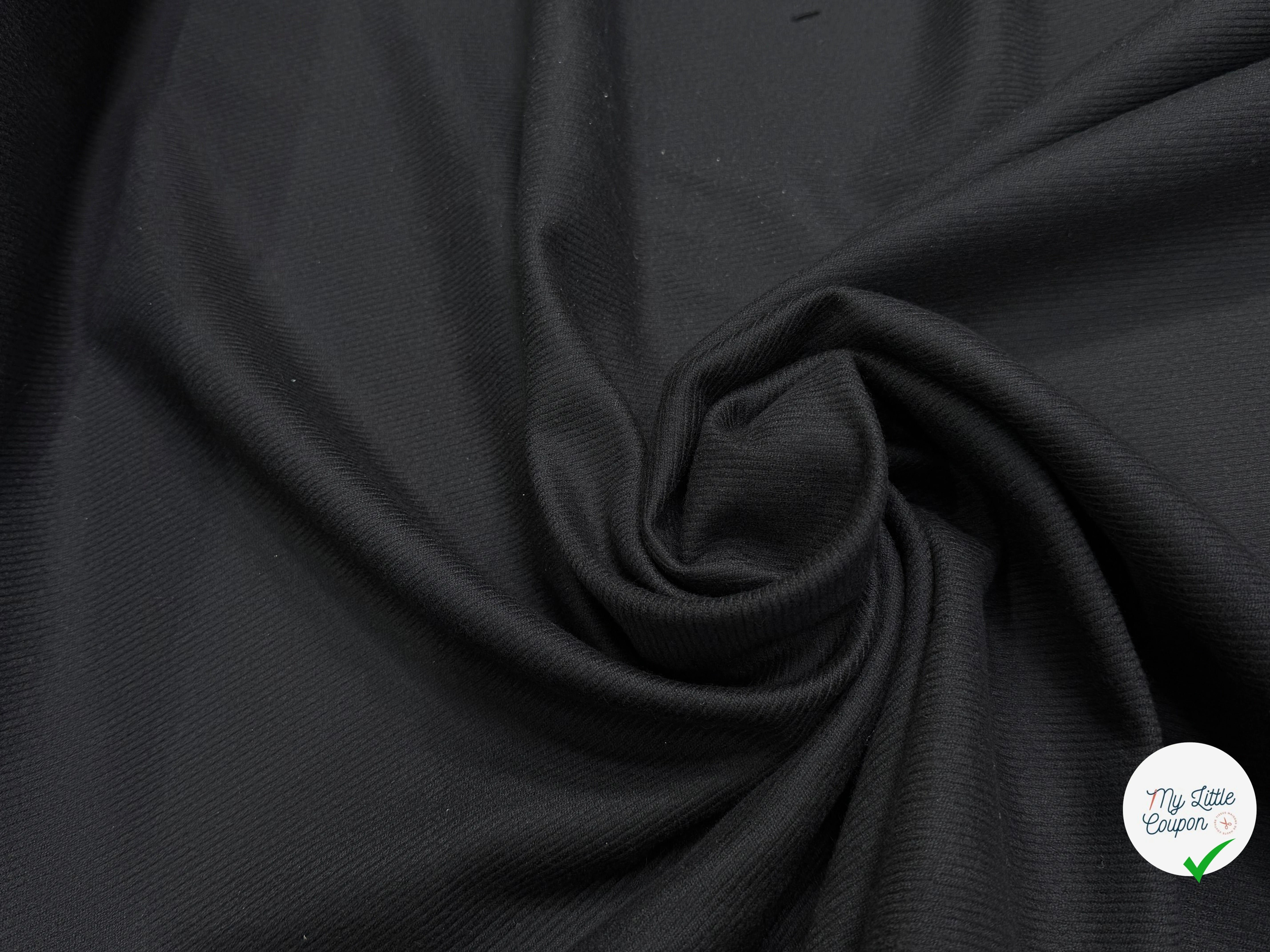 LAINAGE SERGÉ NOIR DOUX AU TOUCHER 100% LAINE - My Little Coupon