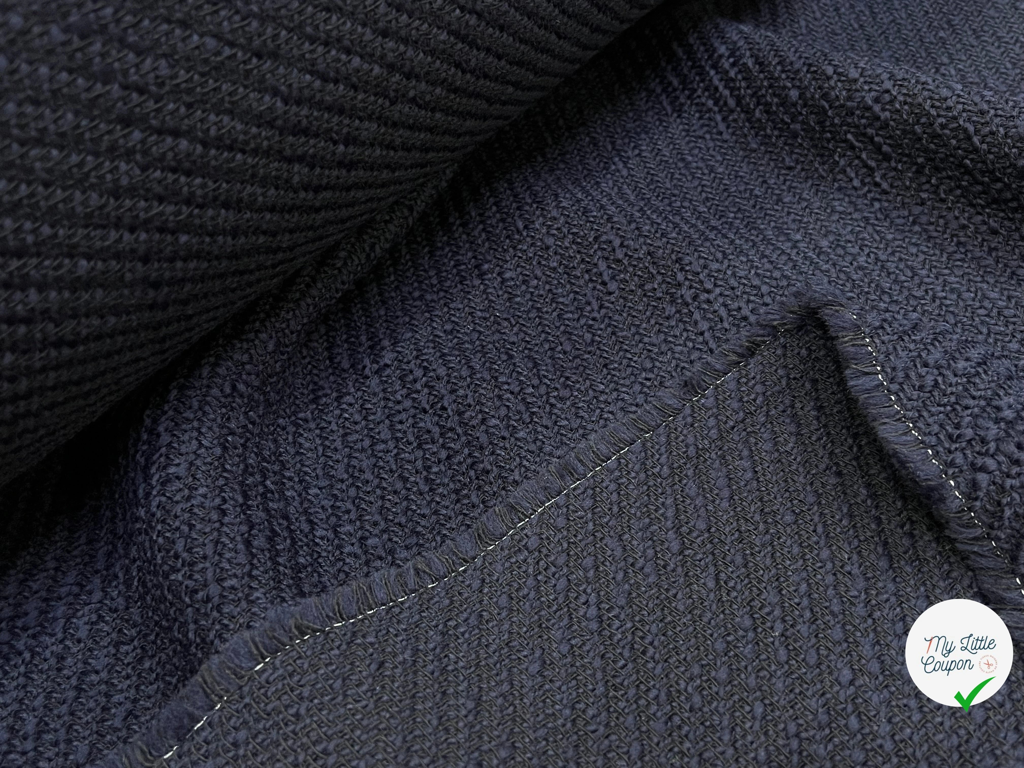 LAINAGE TRICOTÉ SERGÉ NAVY/ NOIR - My Little Coupon