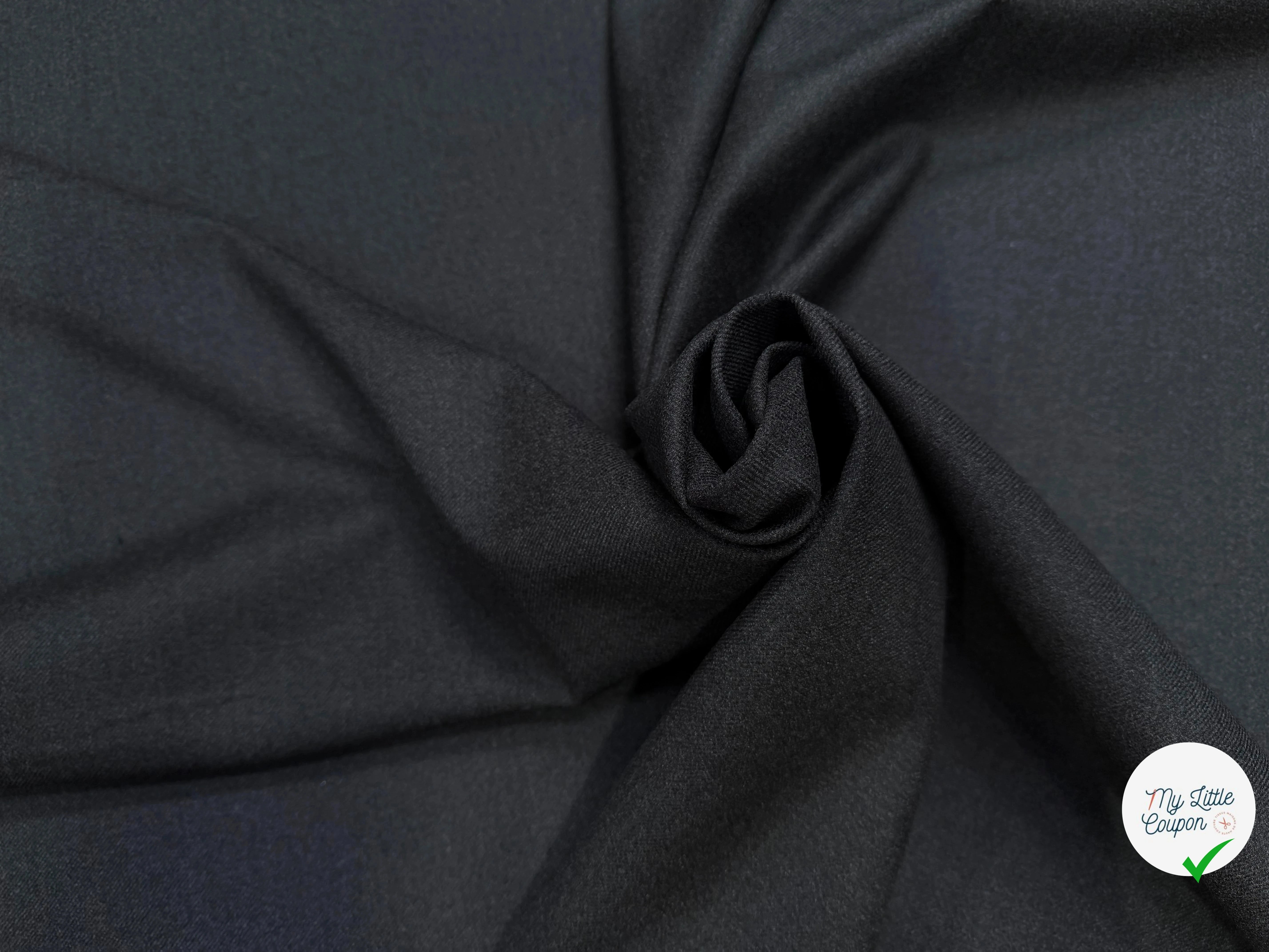 LAINE SERGÉE GRIS FONCÉ STRETCH 92% LAINE VIERGE - My Little Coupon