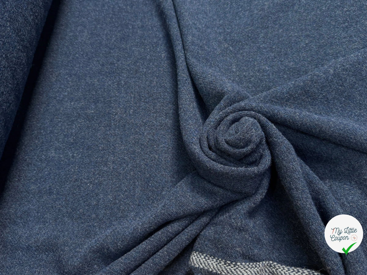 Tissu laine tricotée feutrée bleu moucheté