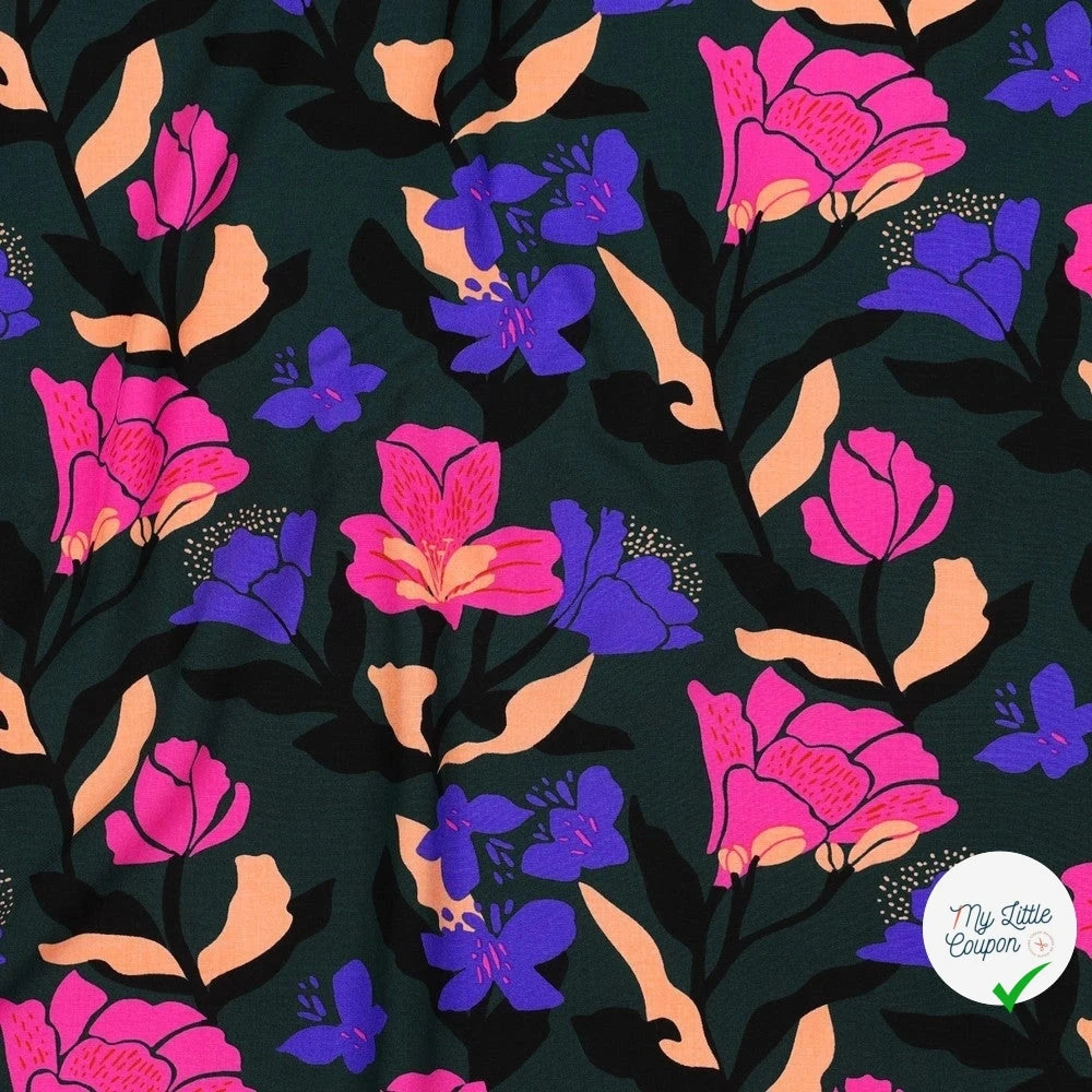 LENZING™ ECOVERO™ AMIRA FLORAL NERID – DARK GREEN - My Little Coupon