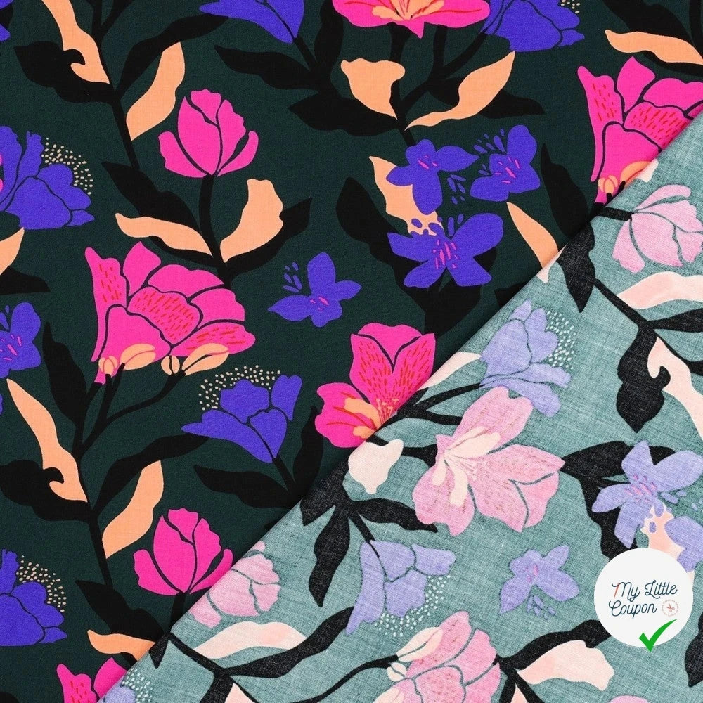 LENZING™ ECOVERO™ AMIRA FLORAL NERID – DARK GREEN - My Little Coupon