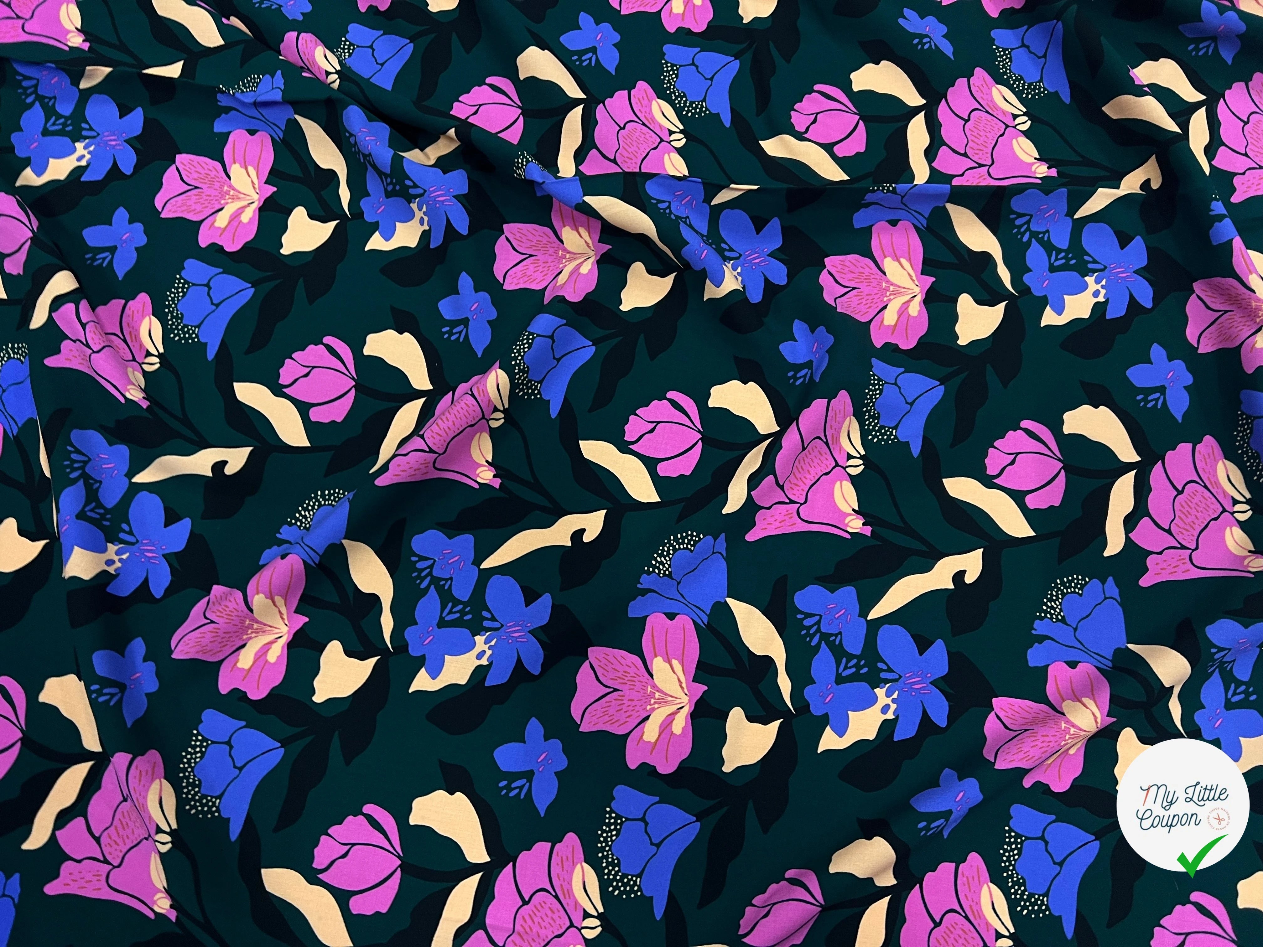 LENZING™ ECOVERO™ AMIRA FLORAL NERID – DARK GREEN - My Little Coupon