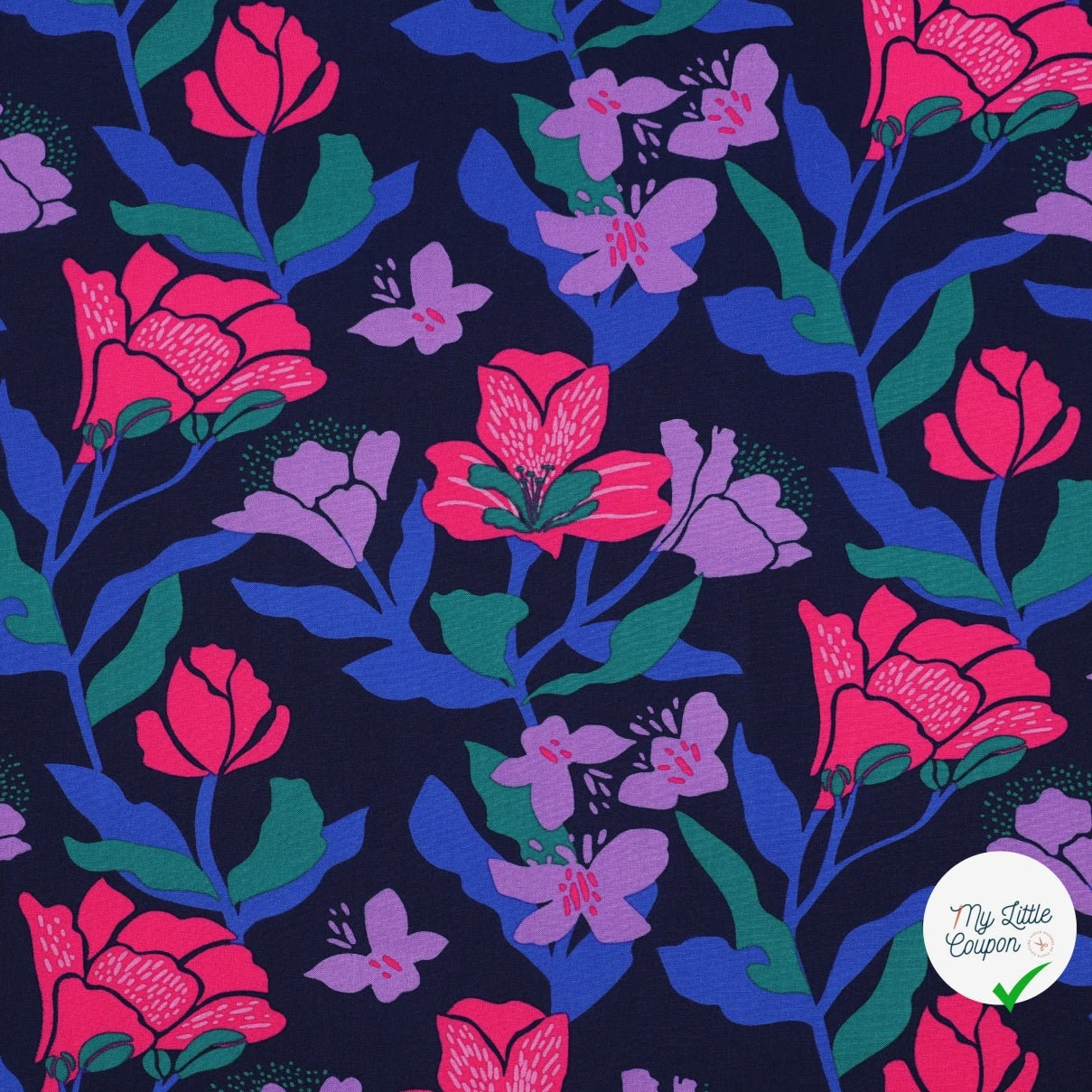 LENZING™ ECOVERO™ AMIRA FLORAL NERID – NAVY - My Little Coupon