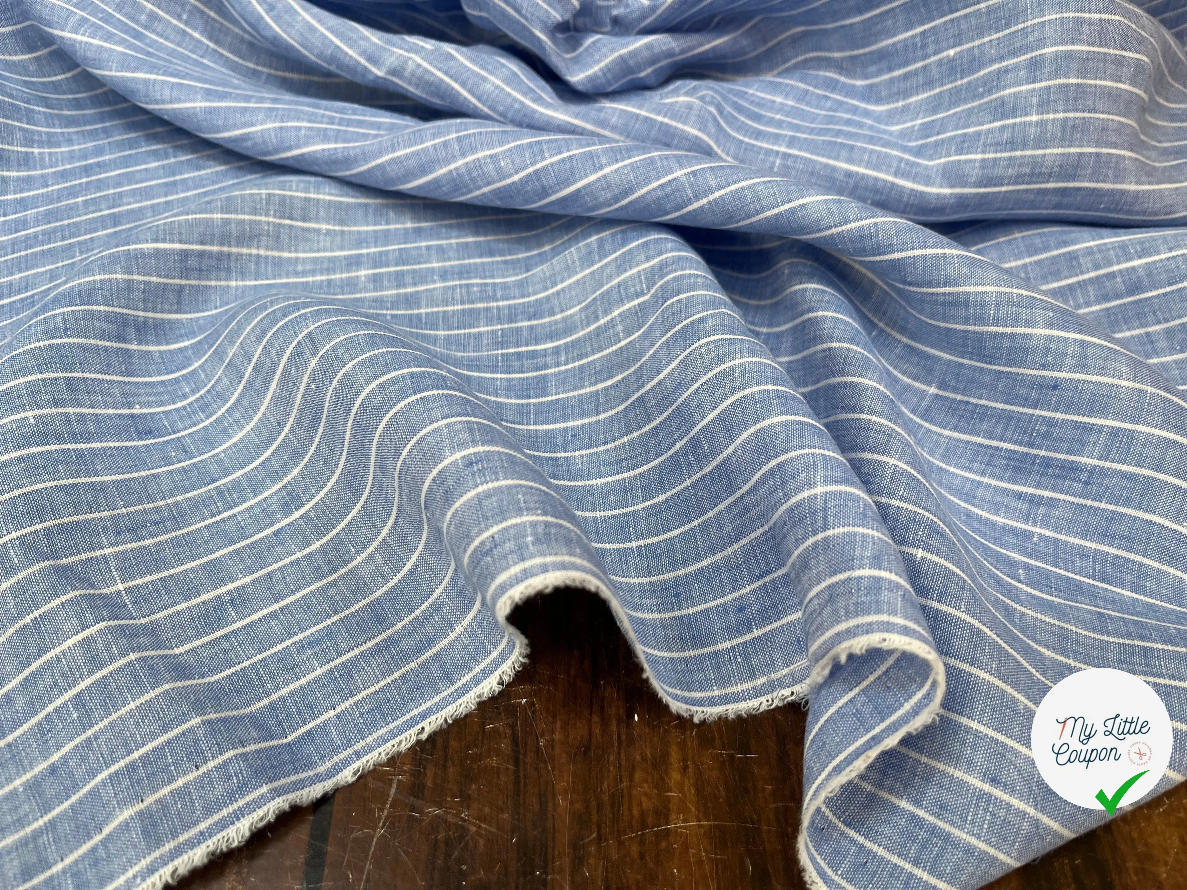 LIN BLEU À RAYURES BLANCHES - My Little Coupon
