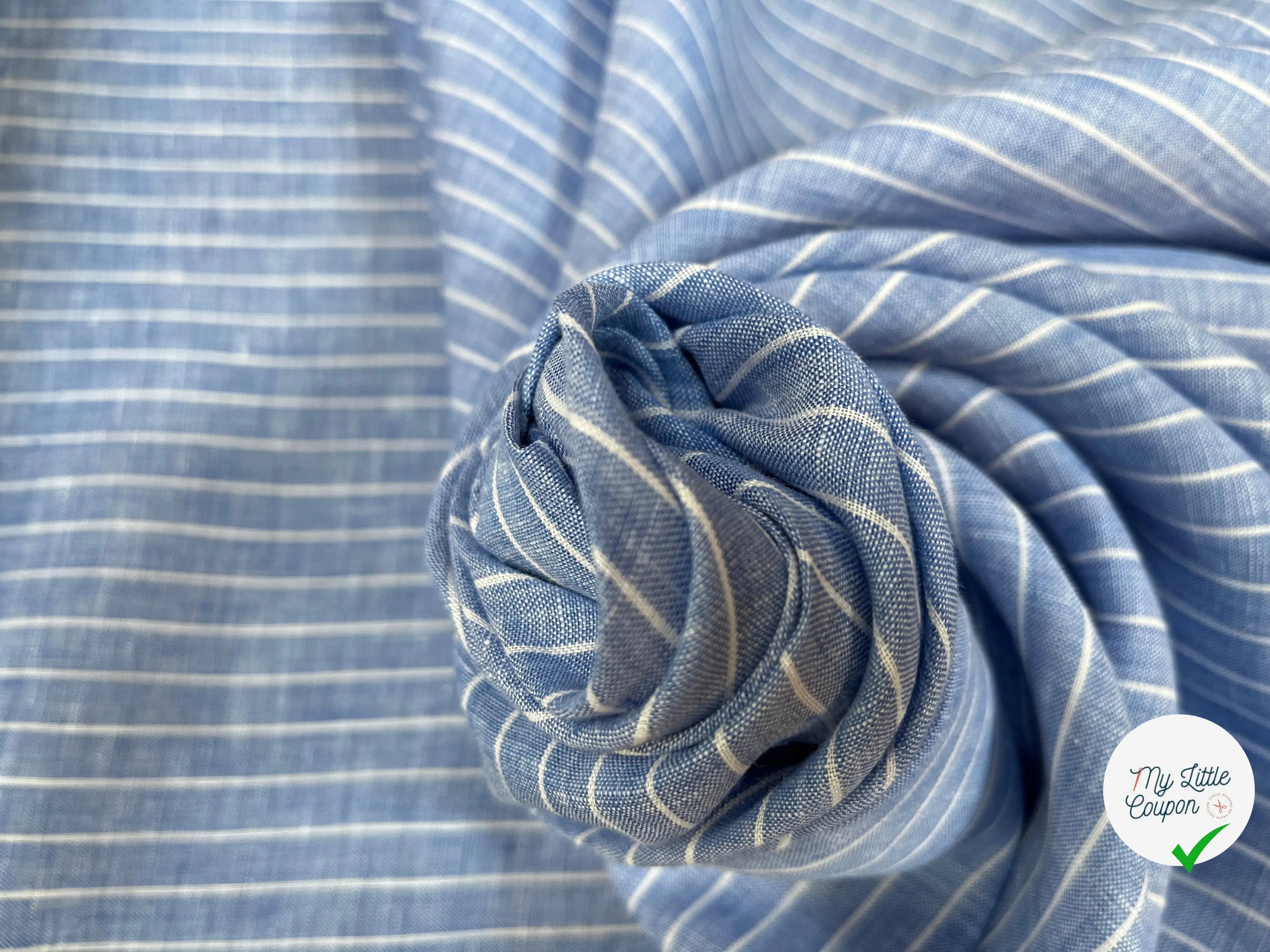 LIN BLEU À RAYURES BLANCHES - My Little Coupon