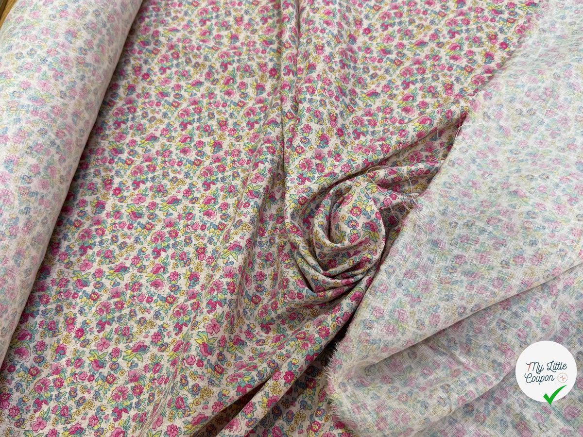 LIN VISCOSE DOUCE FLUIDE ESPRIT LIBERTY JOLIES PETITES FLEURS MULTICO 65% LIN - My Little Coupon