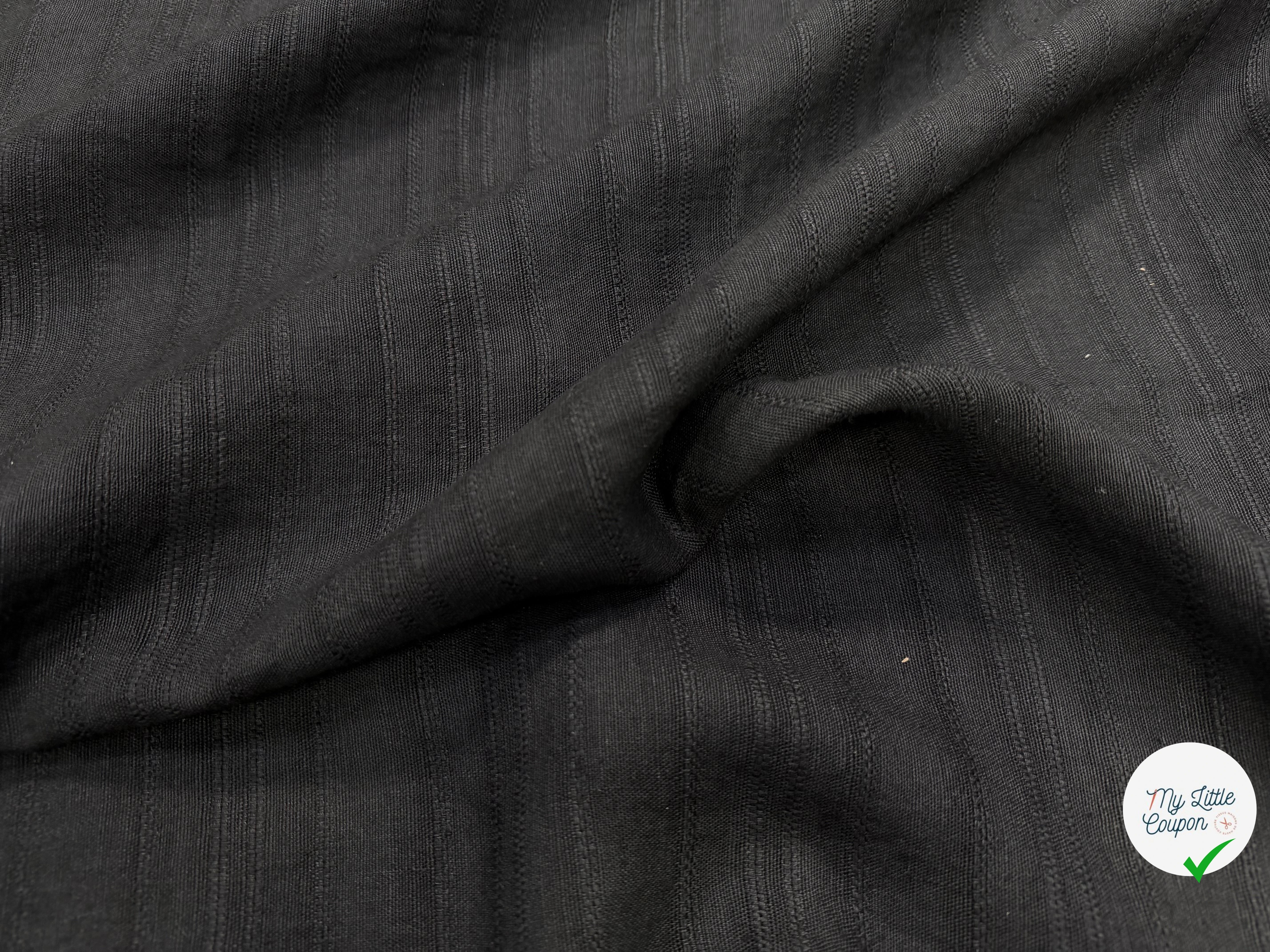 LIN VISCOSE NOIR SUPERBE TENUE RAYURES - My Little Coupon