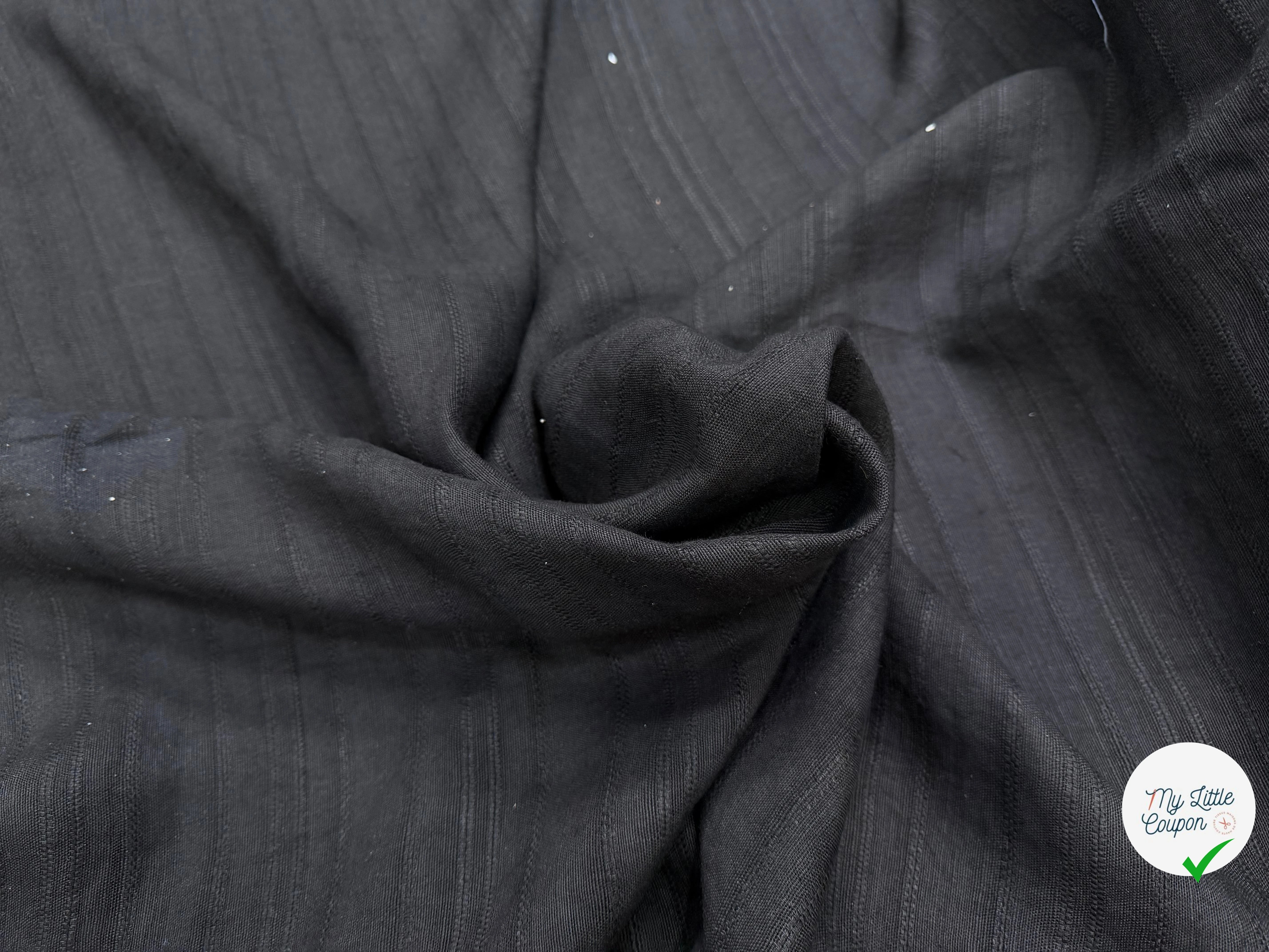LIN VISCOSE NOIR SUPERBE TENUE RAYURES - My Little Coupon