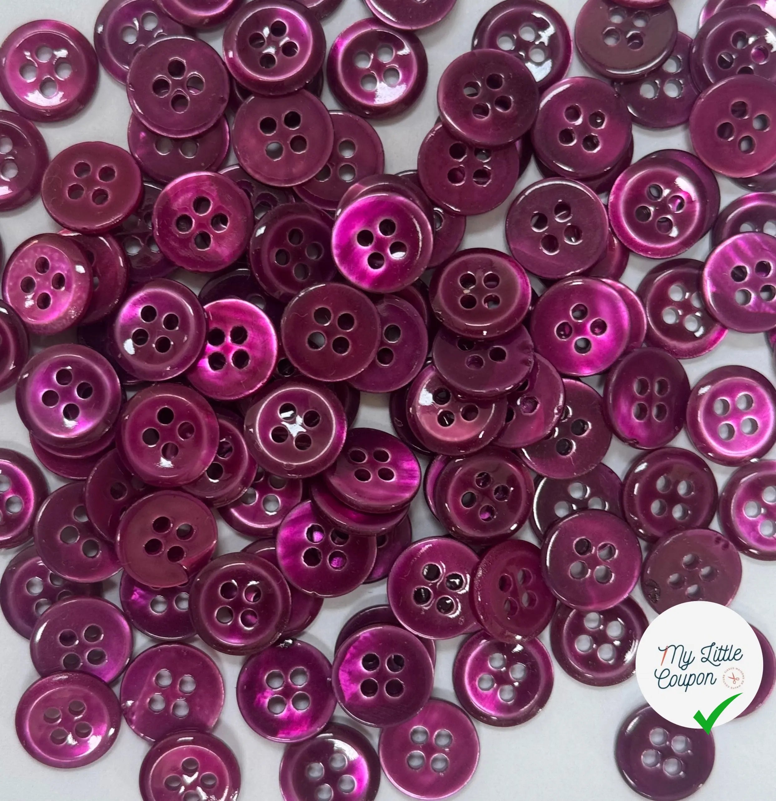 LOT DE 5 BOUTONS VIOLET A 4 TROUS - My Little Coupon