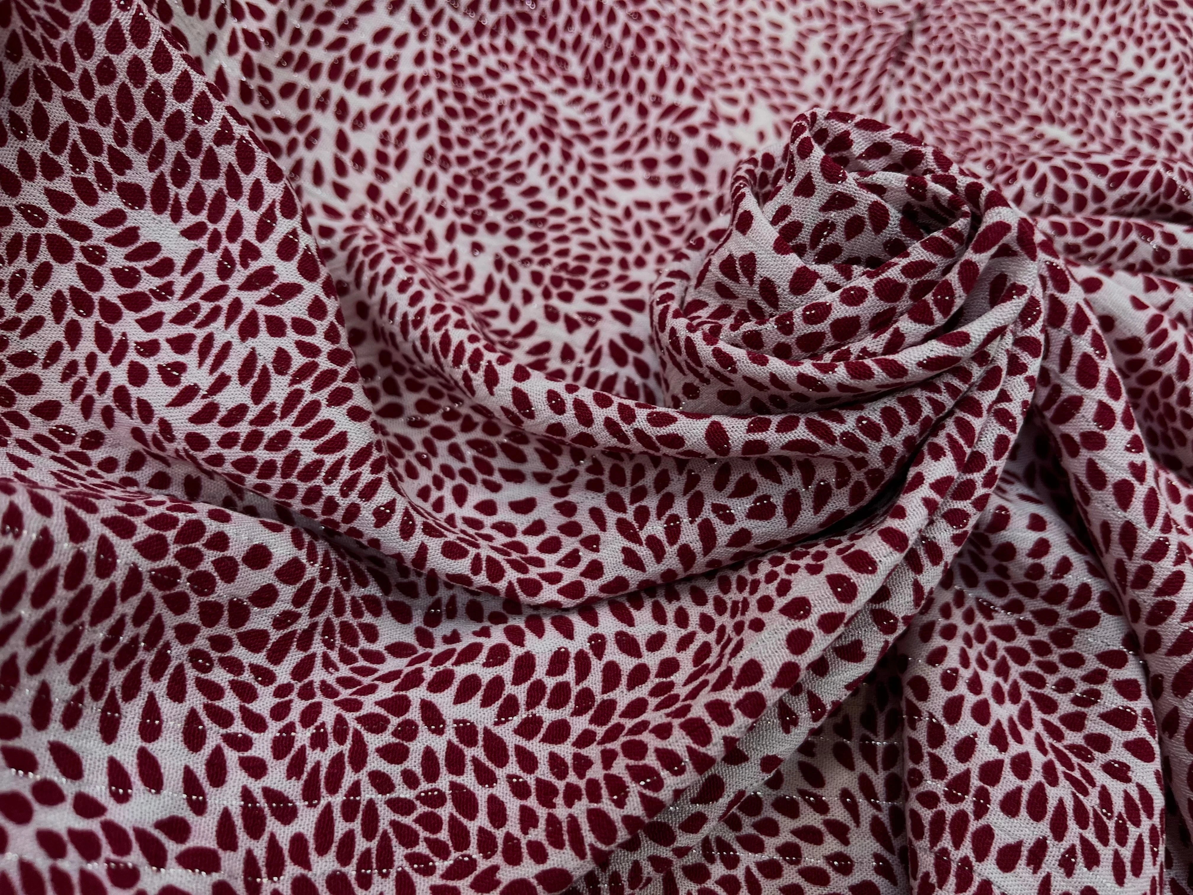 LUREX  YORYU FOND BLANC FEUILLE ROUGE - My Little Coupon