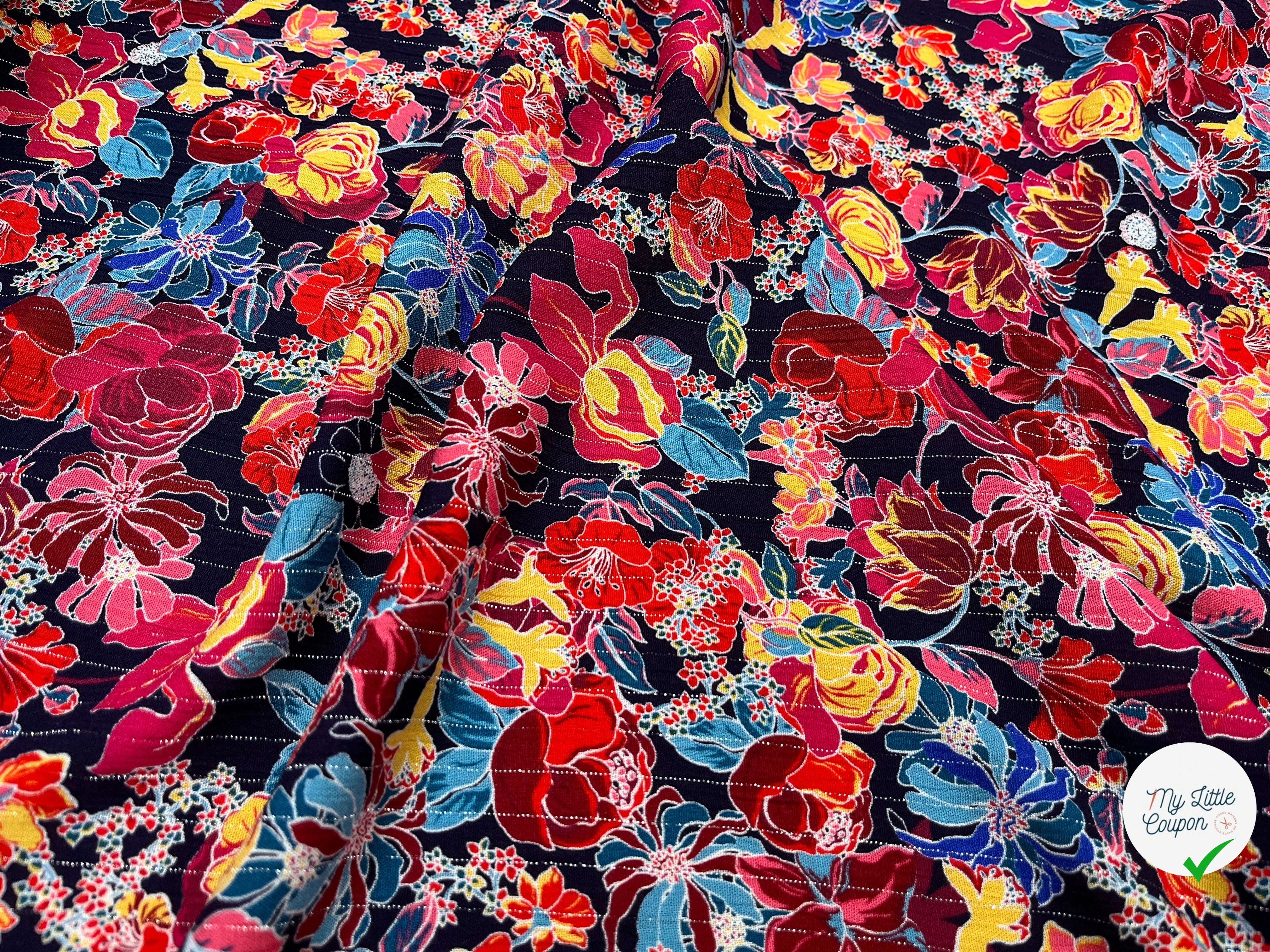 LUREX YORYU FOND MARINE FLEURS MULTICOLOR - My Little Coupon