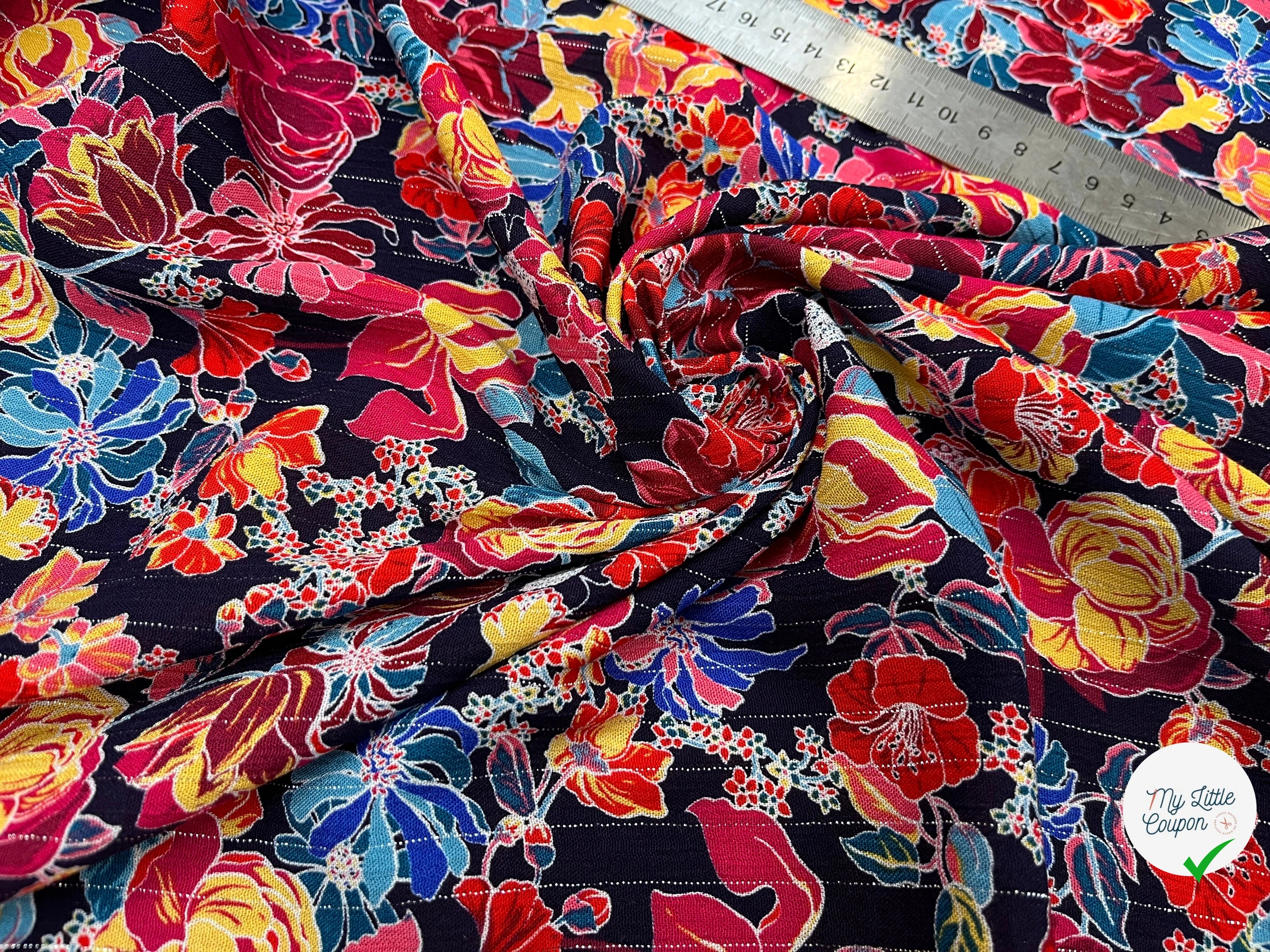 LUREX YORYU FOND MARINE FLEURS MULTICOLOR - My Little Coupon
