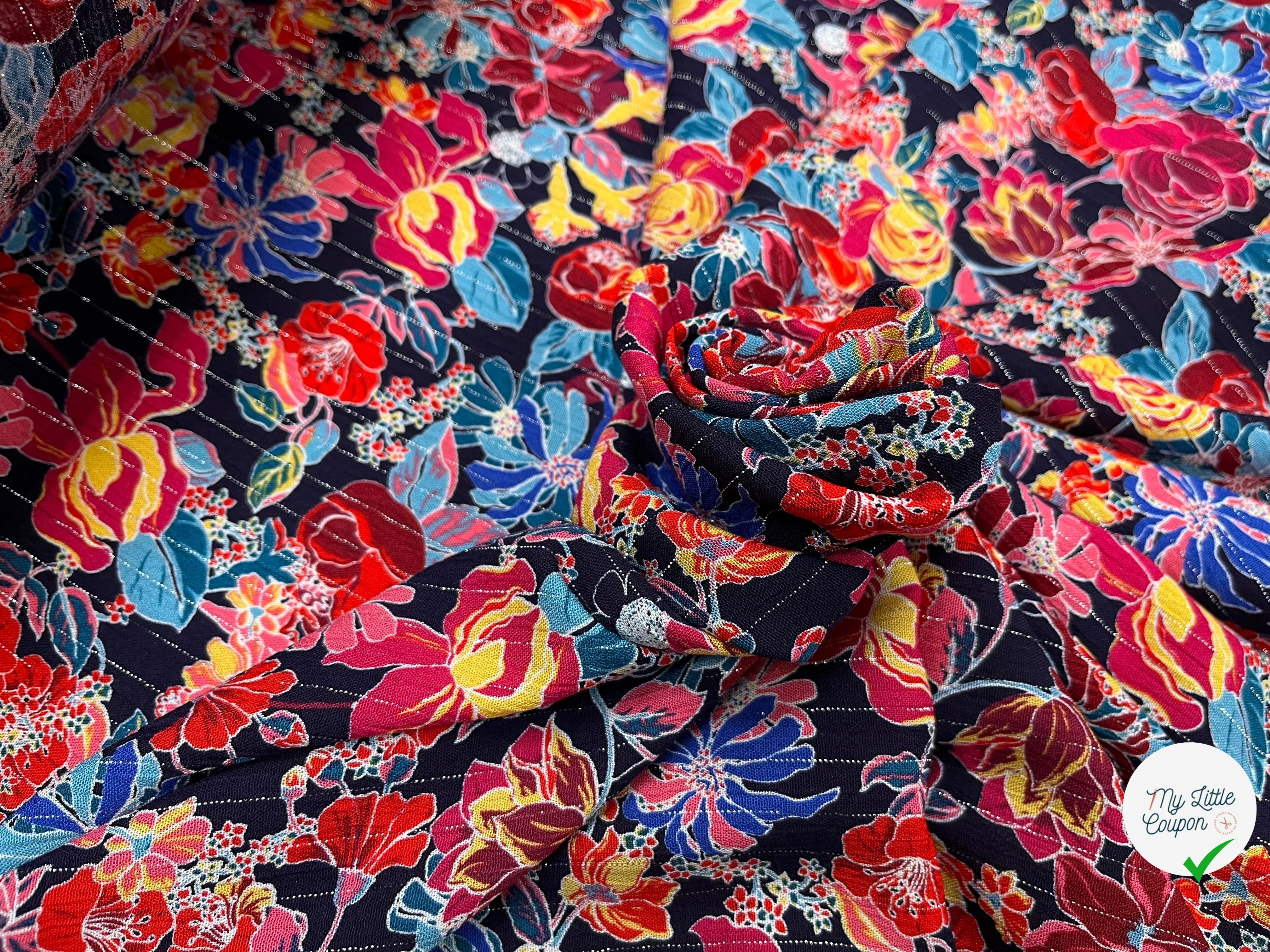 LUREX YORYU FOND MARINE FLEURS MULTICOLOR - My Little Coupon