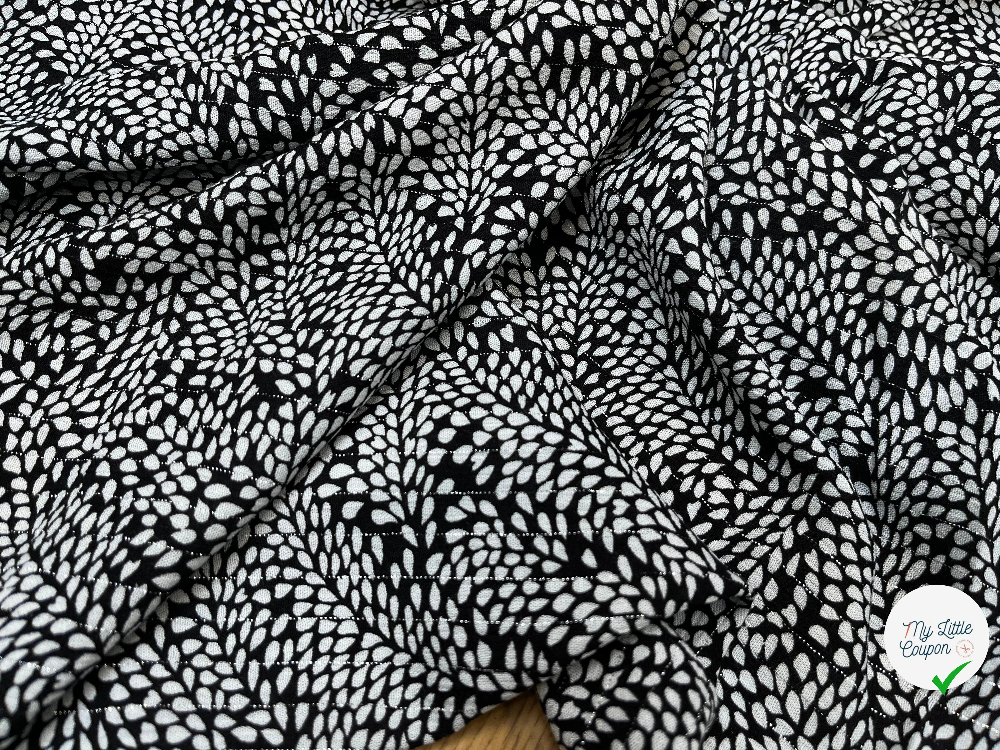 LUREX  YORYU FOND NOIR FEUILLE BLANCHE - My Little Coupon