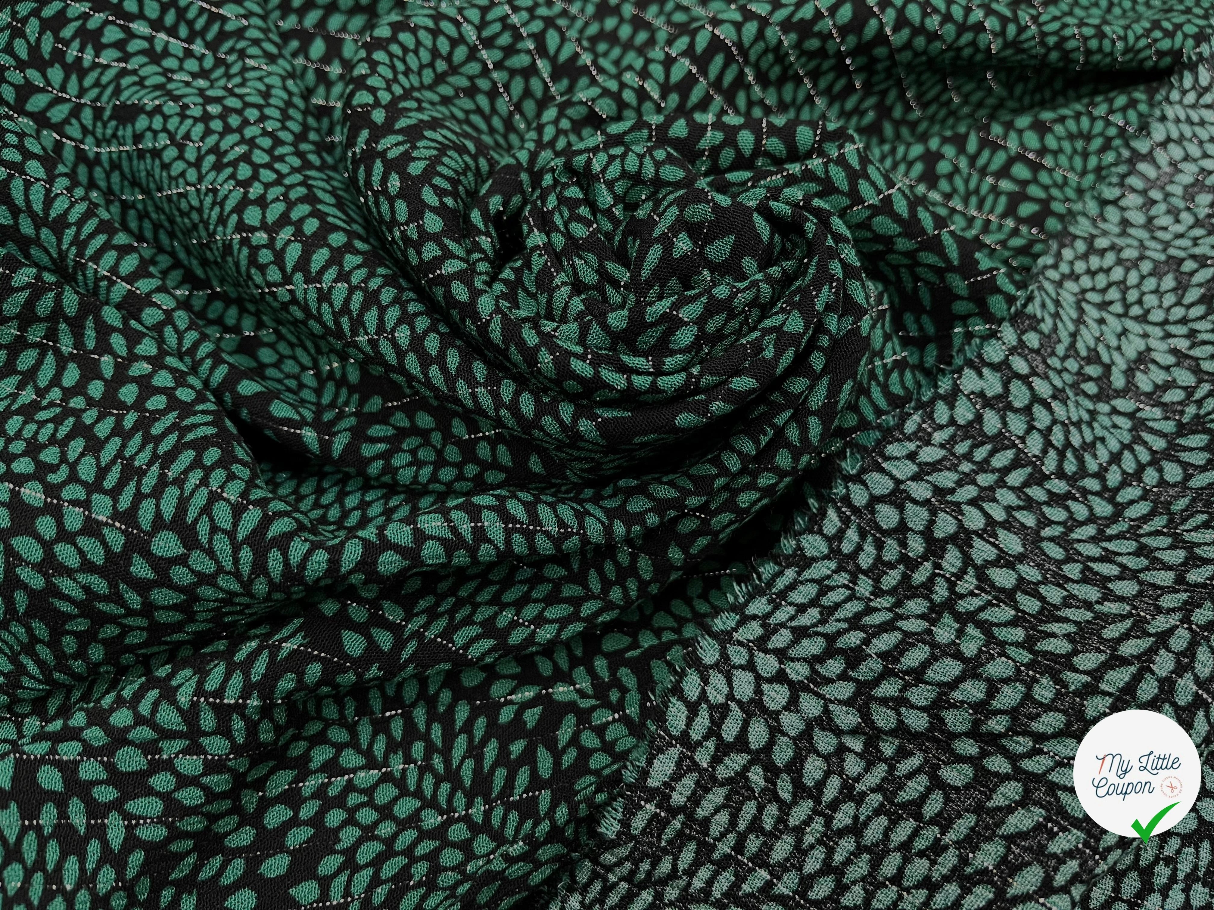 LUREX  YORYU FOND NOIR FEUILLE VERTE - My Little Coupon