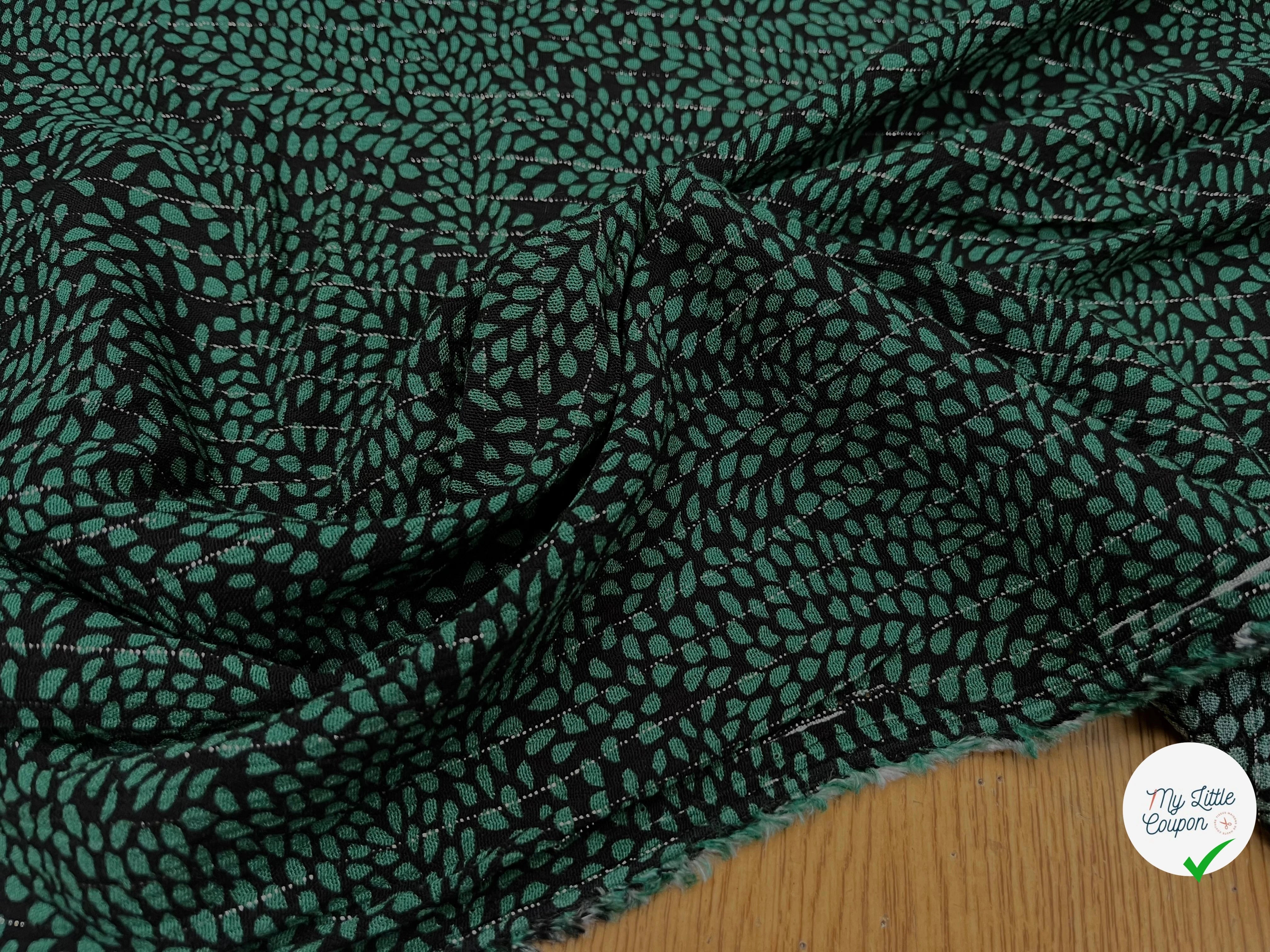 LUREX  YORYU FOND NOIR FEUILLE VERTE - My Little Coupon