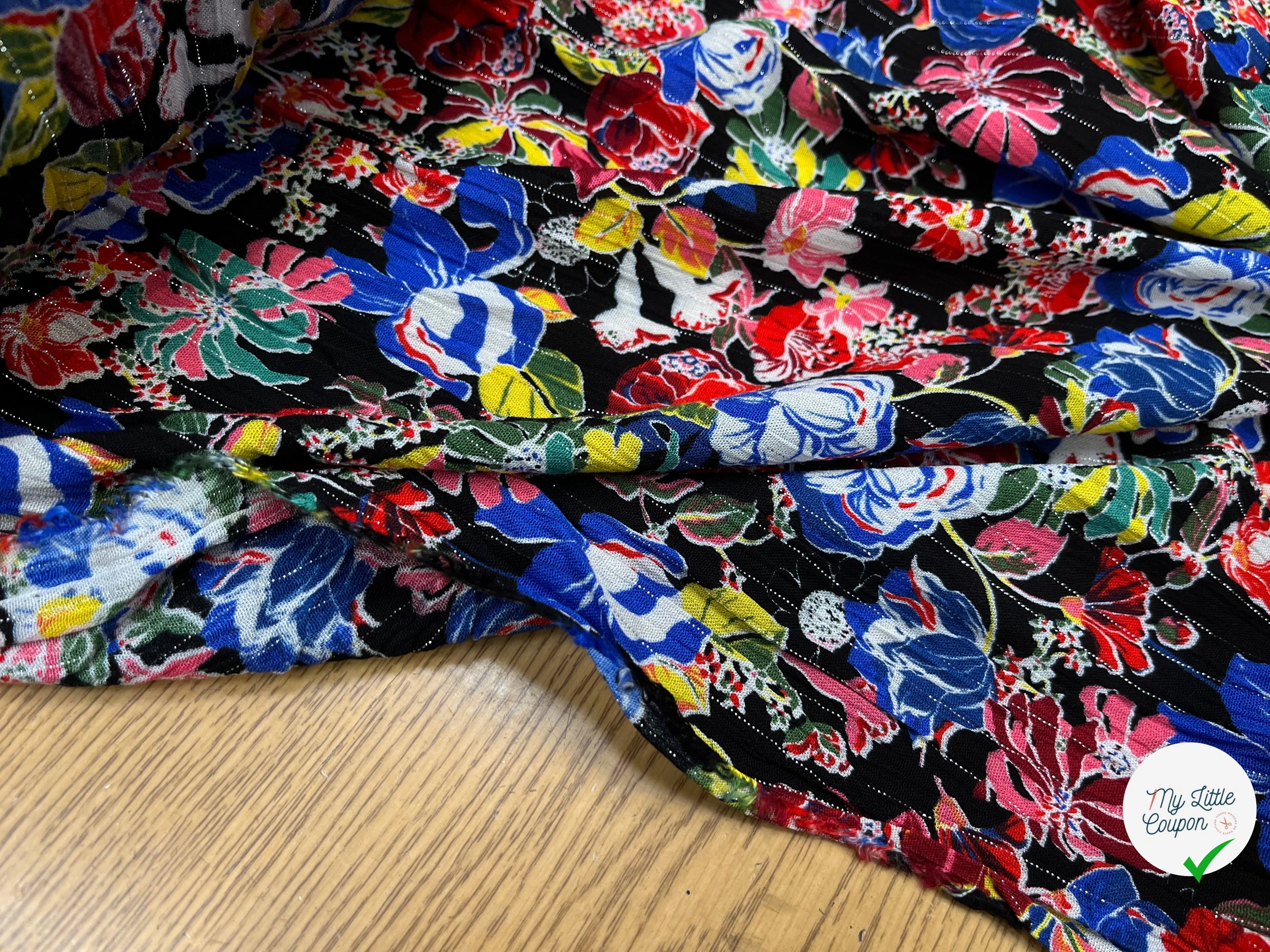 LUREX YORYU FOND NOIR FLEURS MULTICOLOR - My Little Coupon