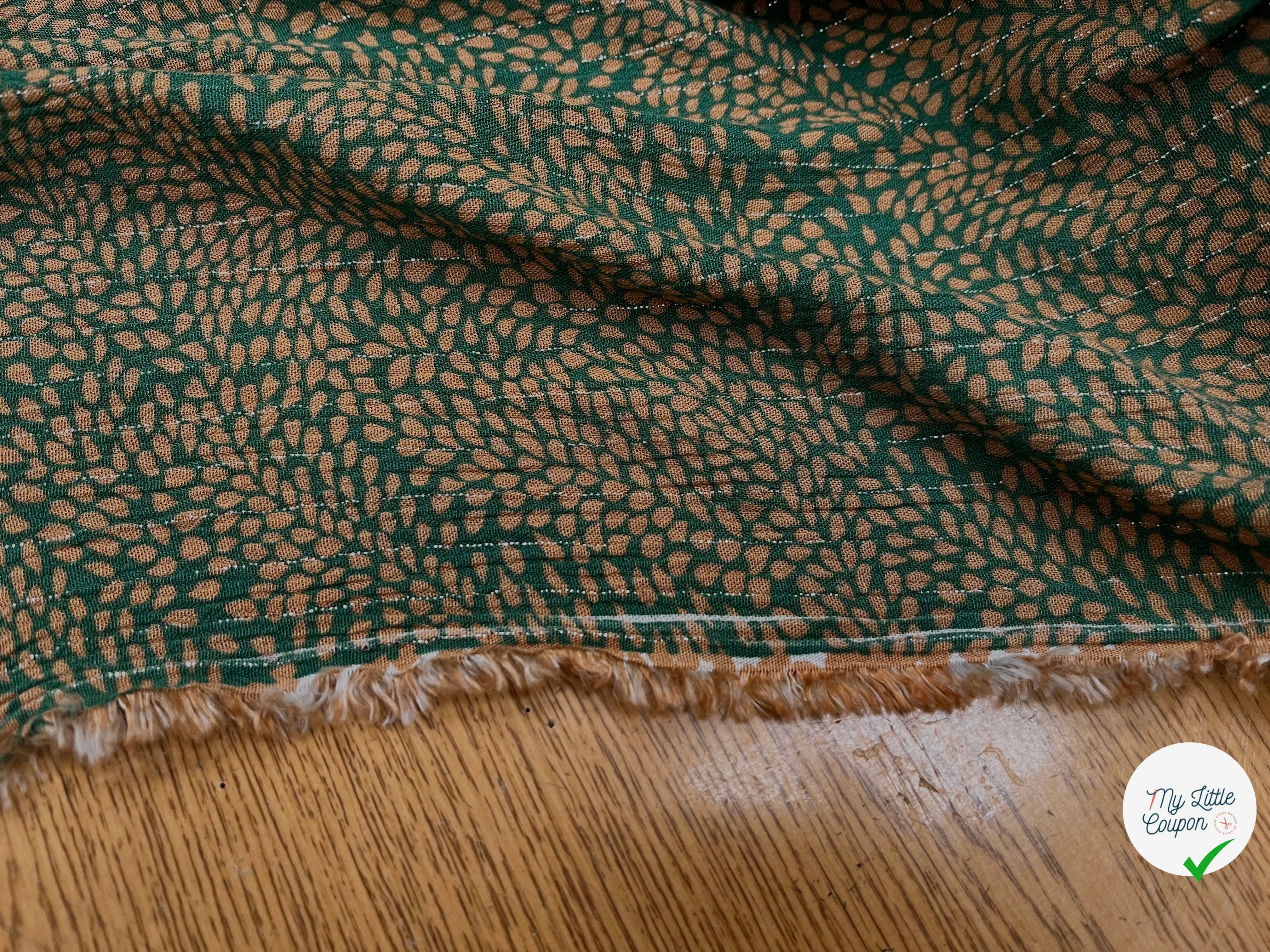 LUREX  YORYU FOND VERT FEUILLE BEIGE FONCÉ - My Little Coupon