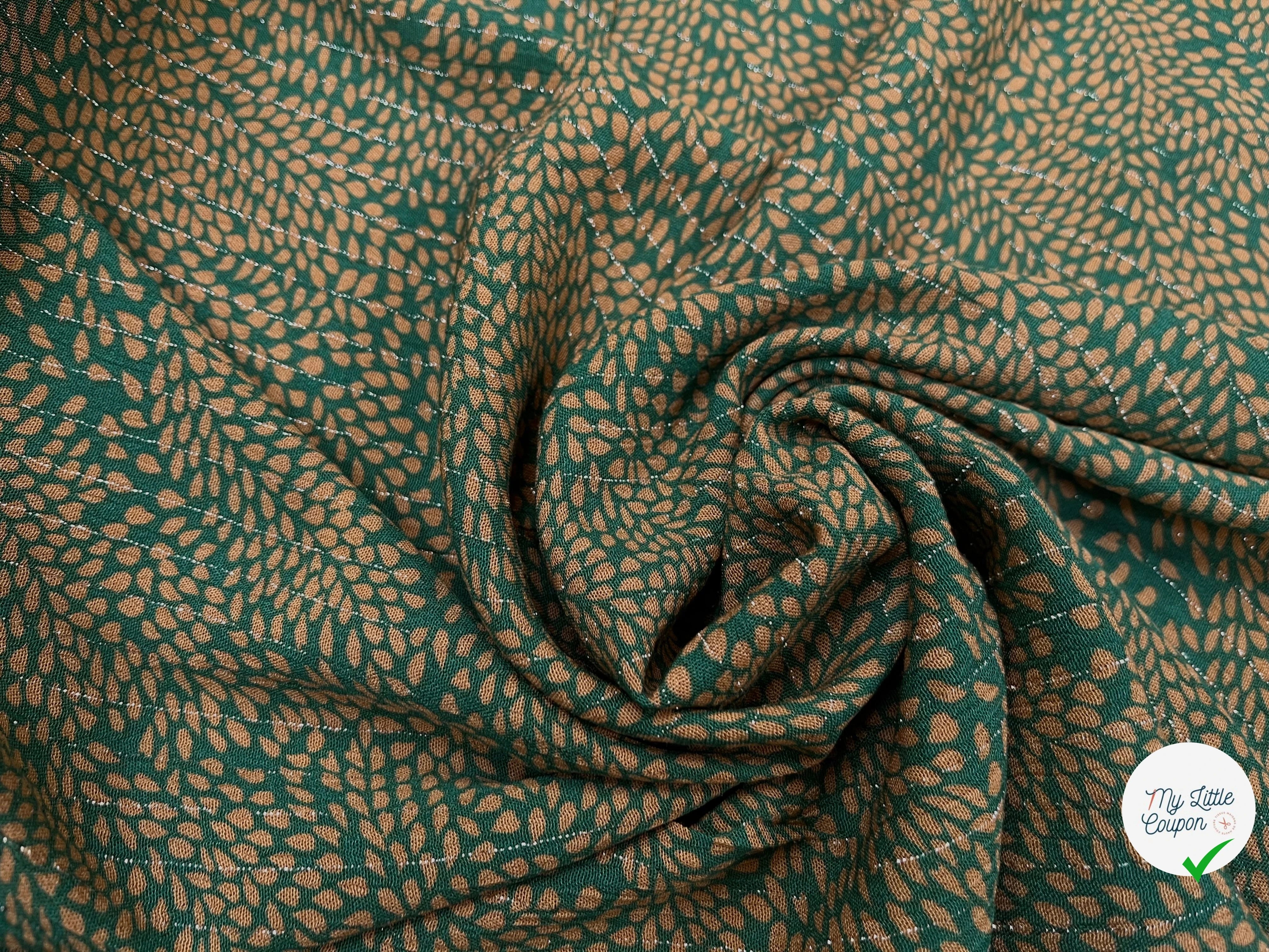 LUREX  YORYU FOND VERT FEUILLE BEIGE FONCÉ - My Little Coupon