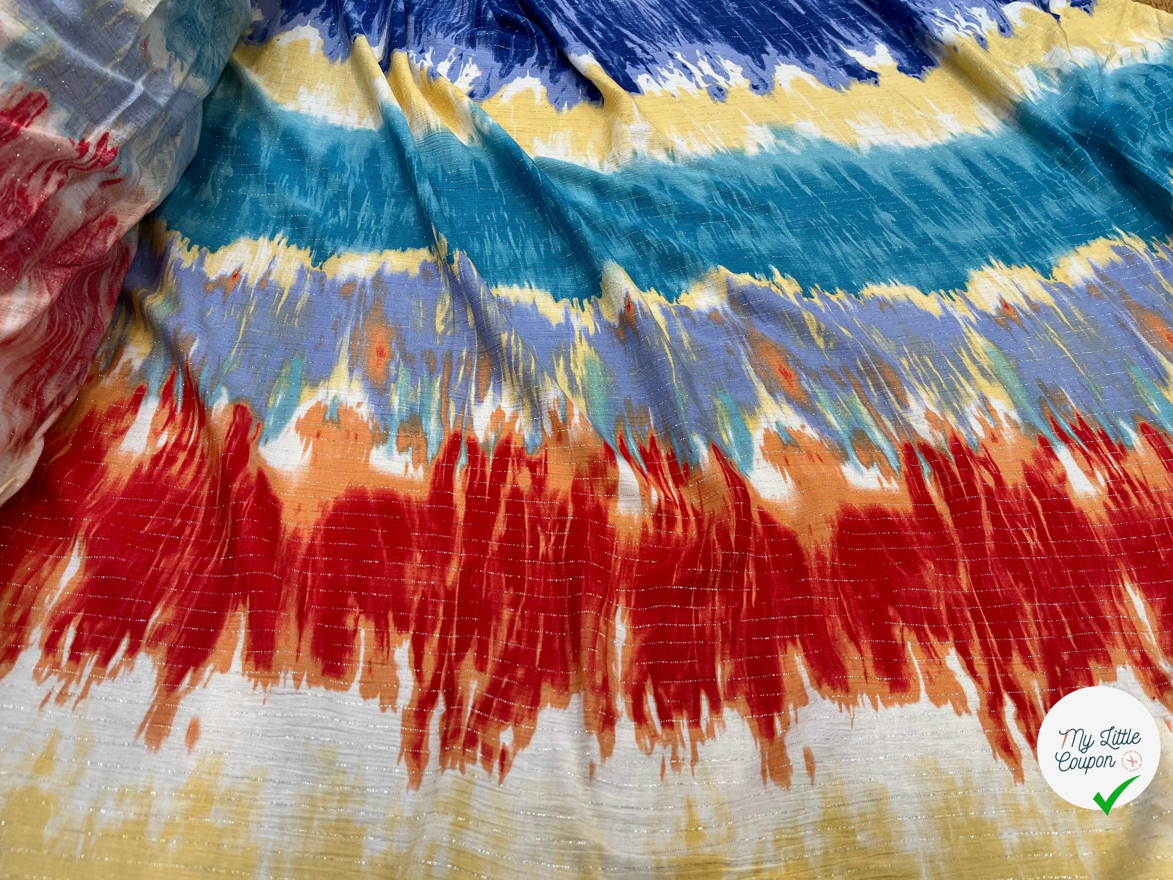 LUREX  YORYU TIE AND DYE MULTICOLORS BLEU/ROUGE/BEIGE - My Little Coupon