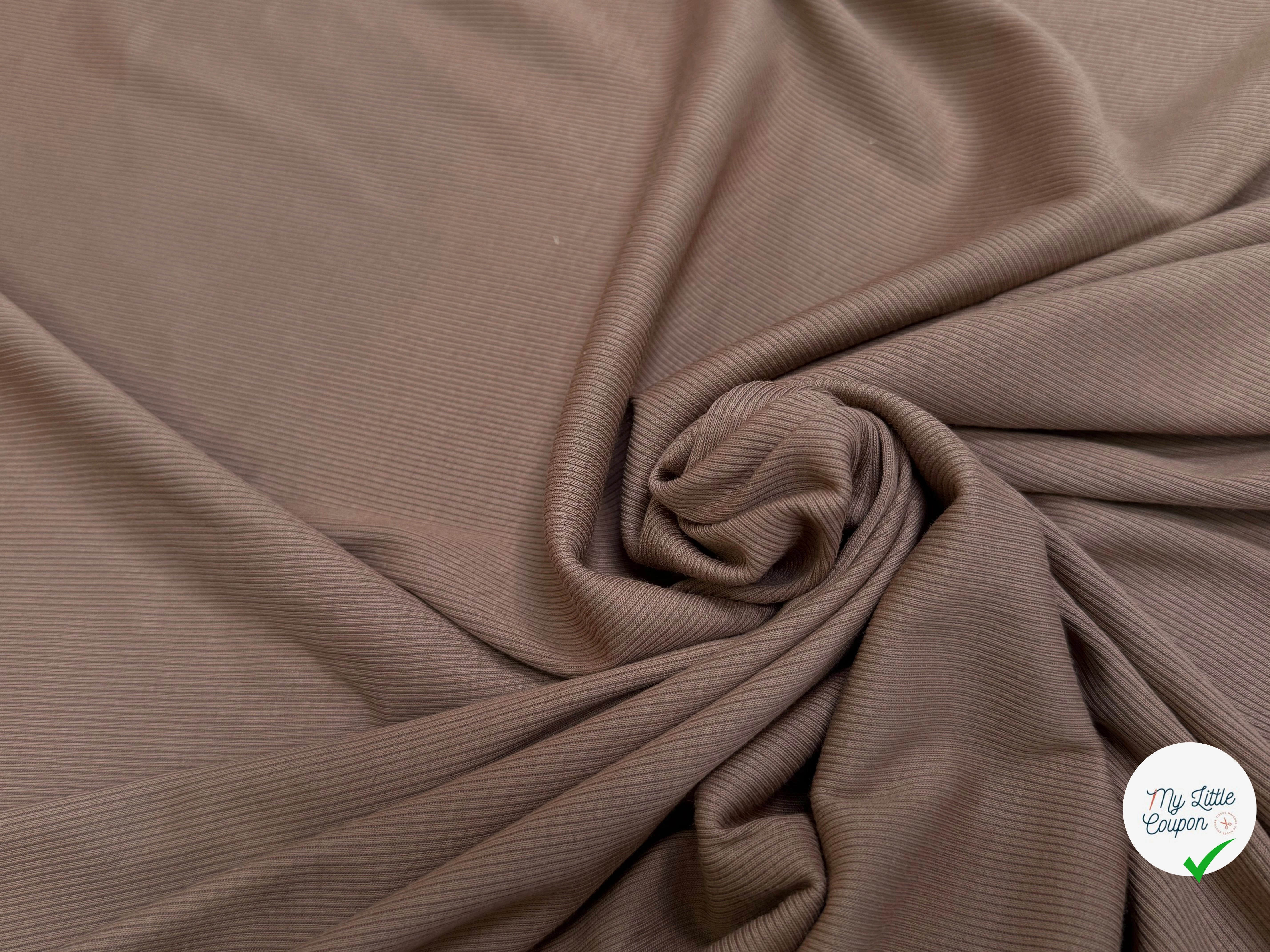 MAILLE COTON CÔTE 1X1  STRETCH BRONZÉE - My Little Coupon
