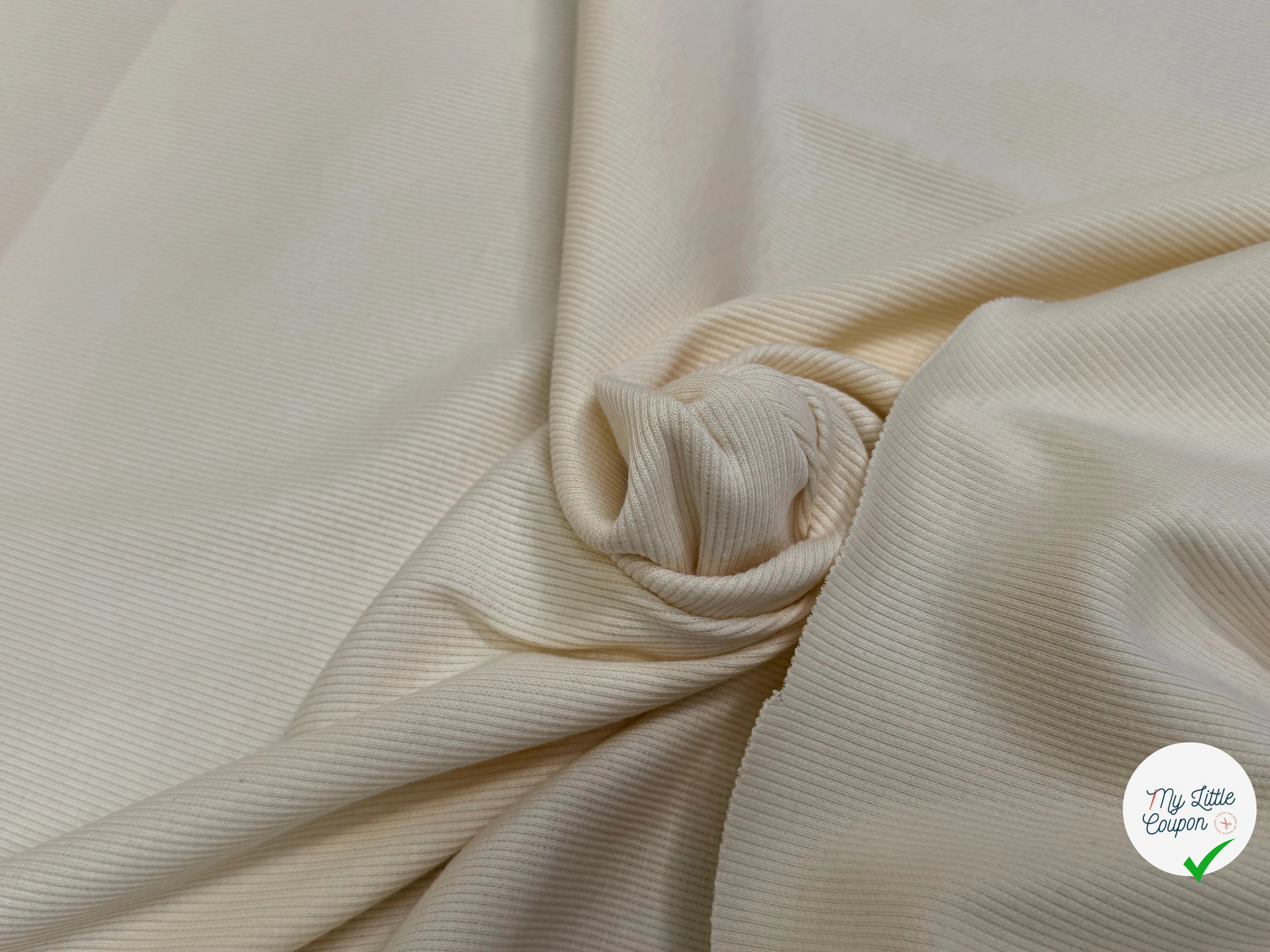 MAILLE COTON CÔTE 1X1 STRETCH COULEUR NATURELLE - My Little Coupon