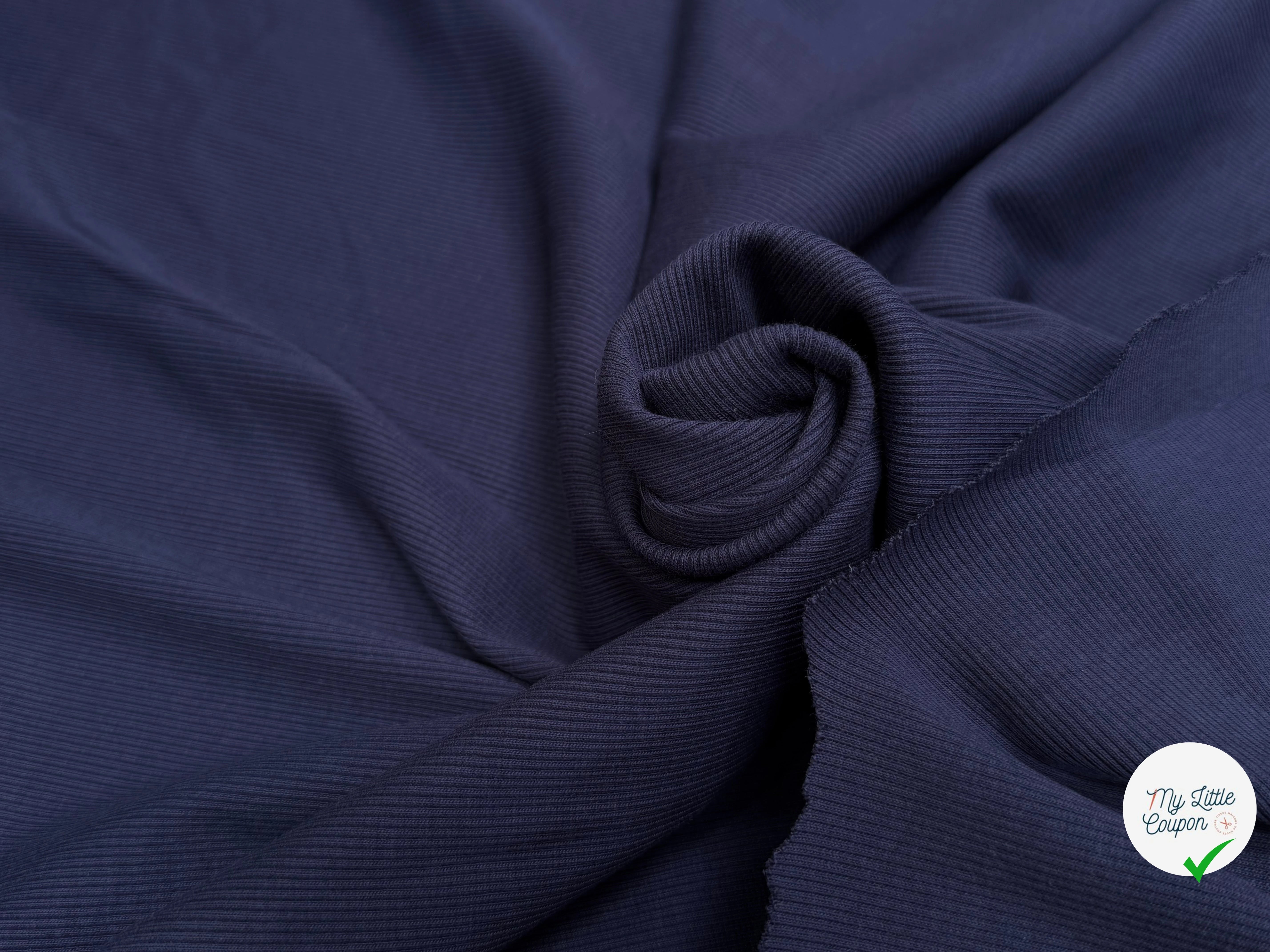 MAILLE COTON CÔTE 1X1 STRETCH WORK BLUE - My Little Coupon