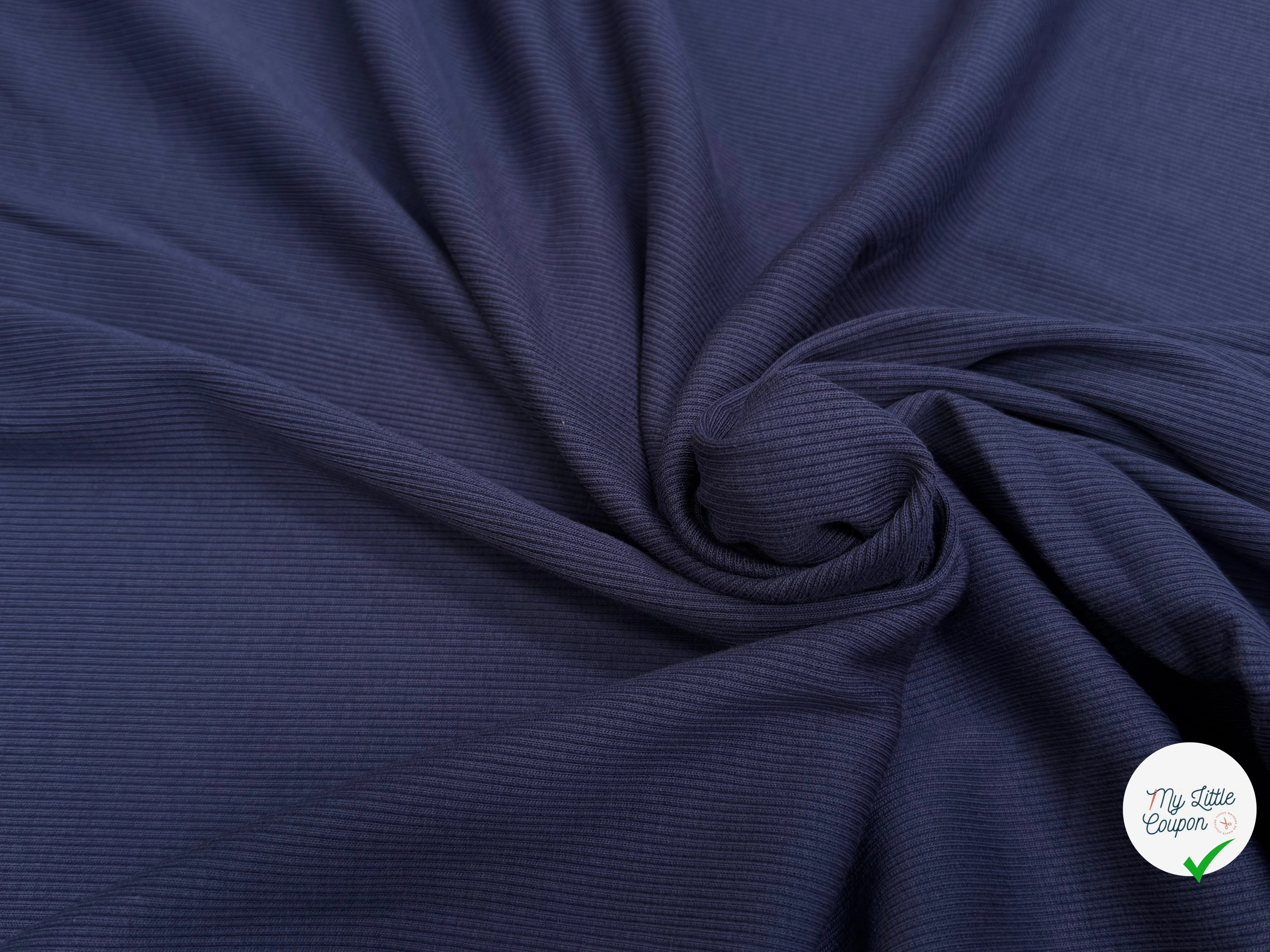 MAILLE COTON CÔTE 1X1 STRETCH WORK BLUE - My Little Coupon