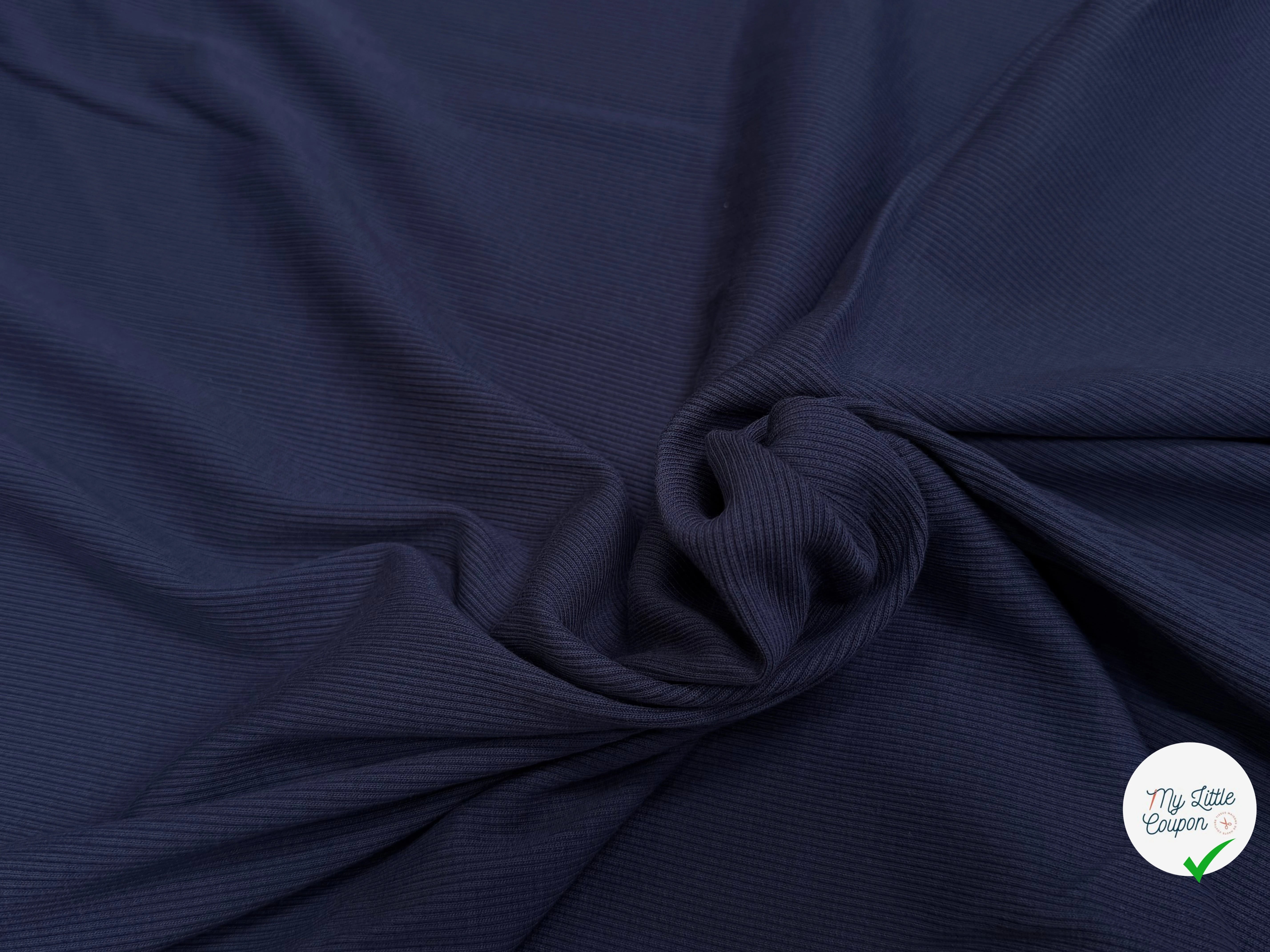 MAILLE COTON CÔTE 1X1 STRETCH WORK BLUE - My Little Coupon