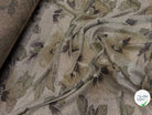 Tissu maille de fête florale beige rosé kaki