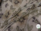 Tissu maille de fête florale beige rosé kaki - vue de la matière