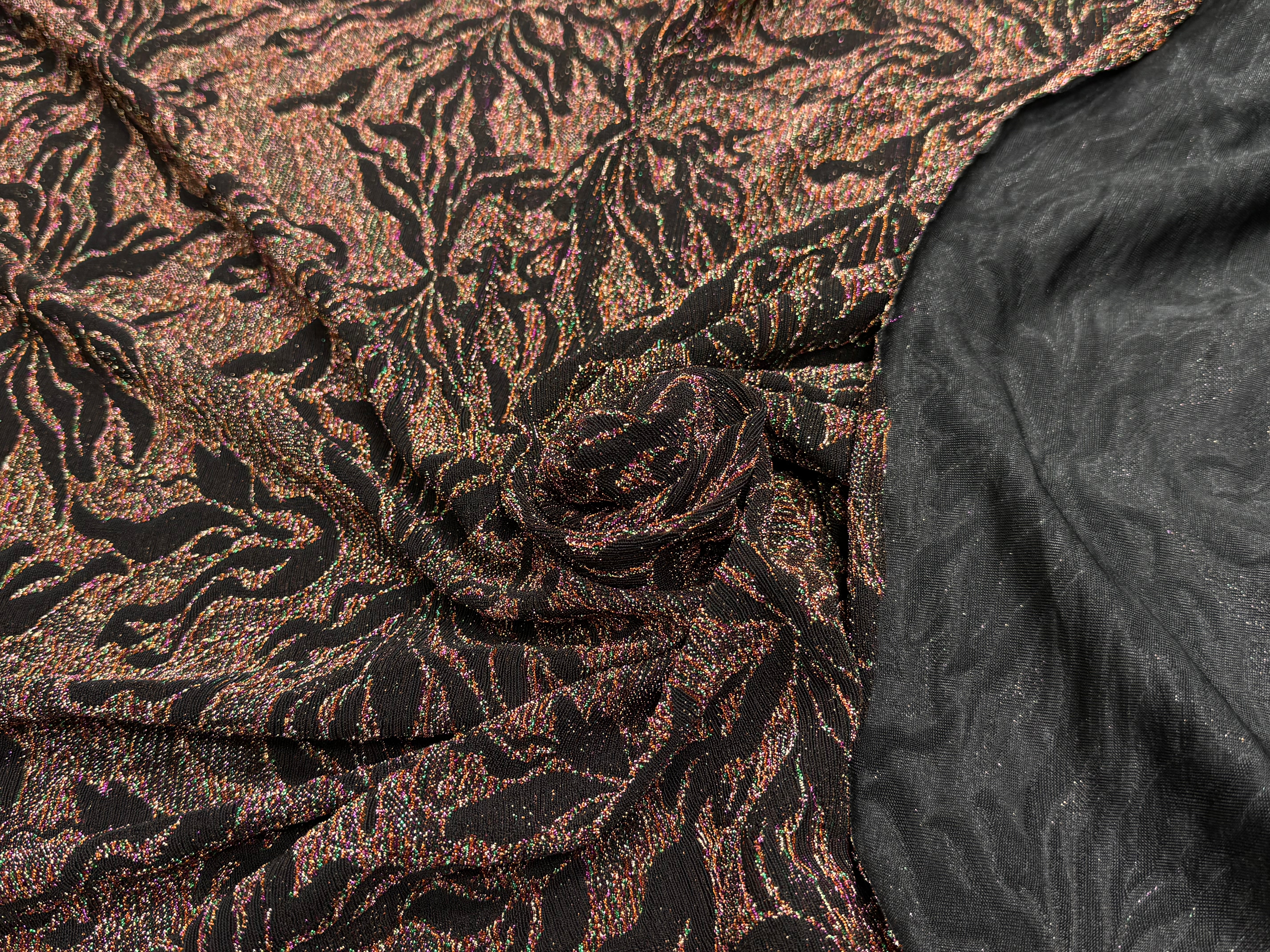 MAILLE FÊTE ULTRA STRETCH BRILLANT FLORAL POLY MULTICOLOR ORANGE - My Little Coupon