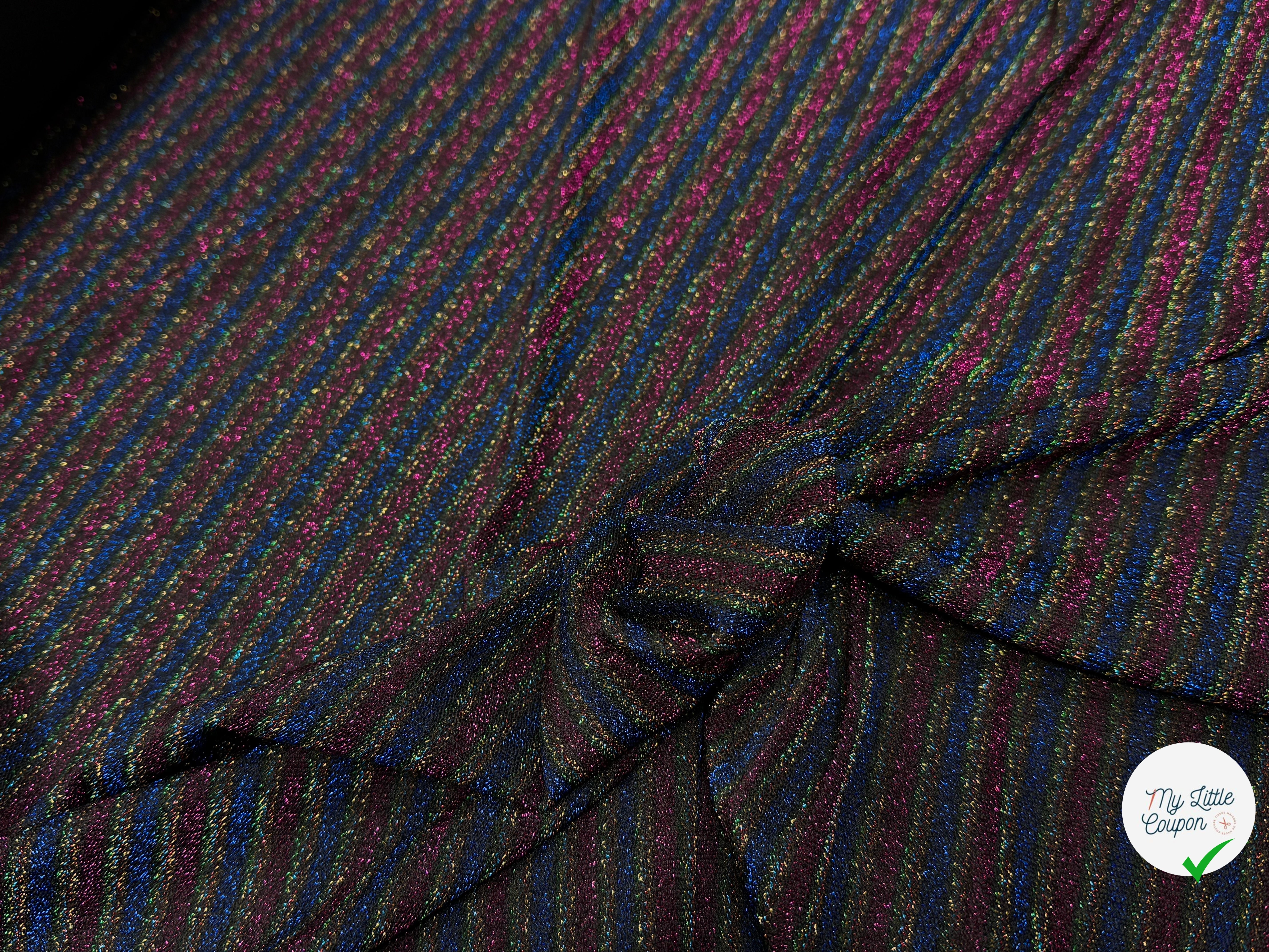 MAILLE FÊTE ULTRA STRETCH BRILLANT MULTICOLORES ROYAL FUSHIA - My Little Coupon