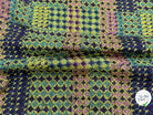 MAILLE GRATTÉE JACQUARD MOSAÏQUE VERT ET ROSE CORNILLON FAIENCE ANIS - My Little Coupon